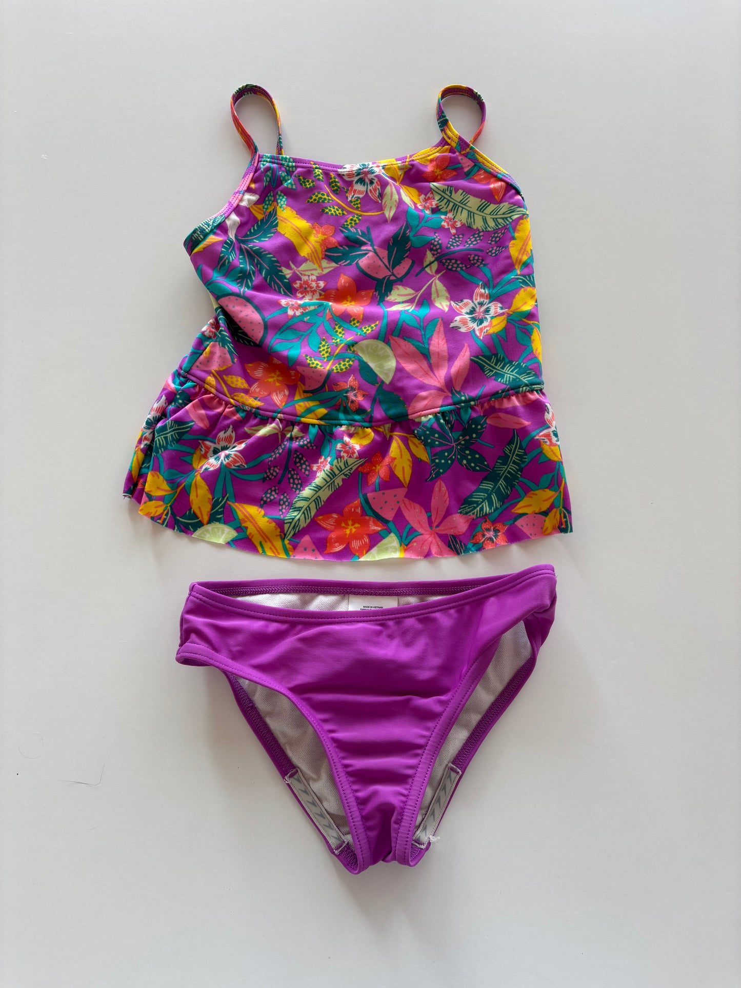2pc Purple Floral Bathing Suit