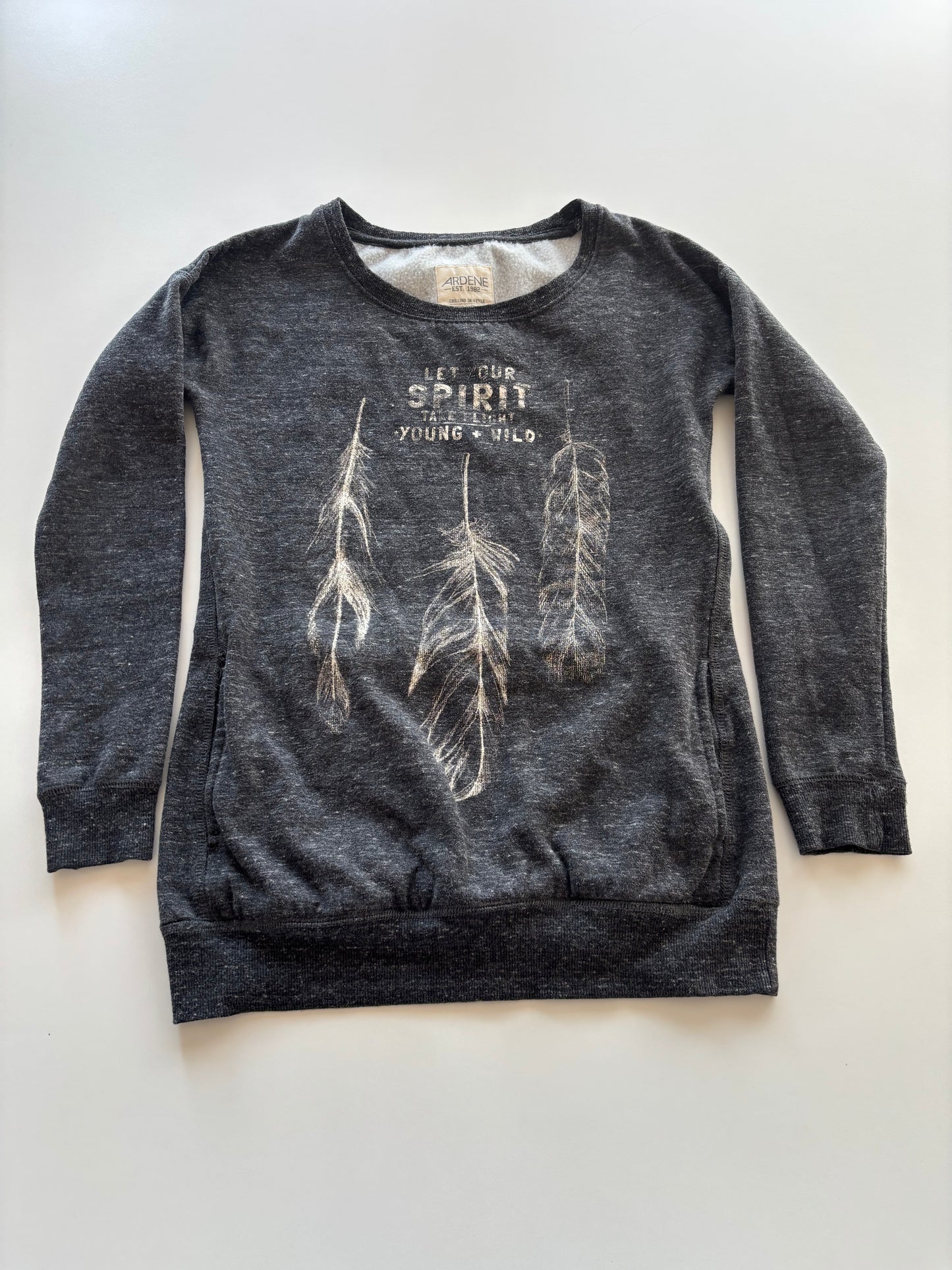 Long Charcoal Feather Sweater