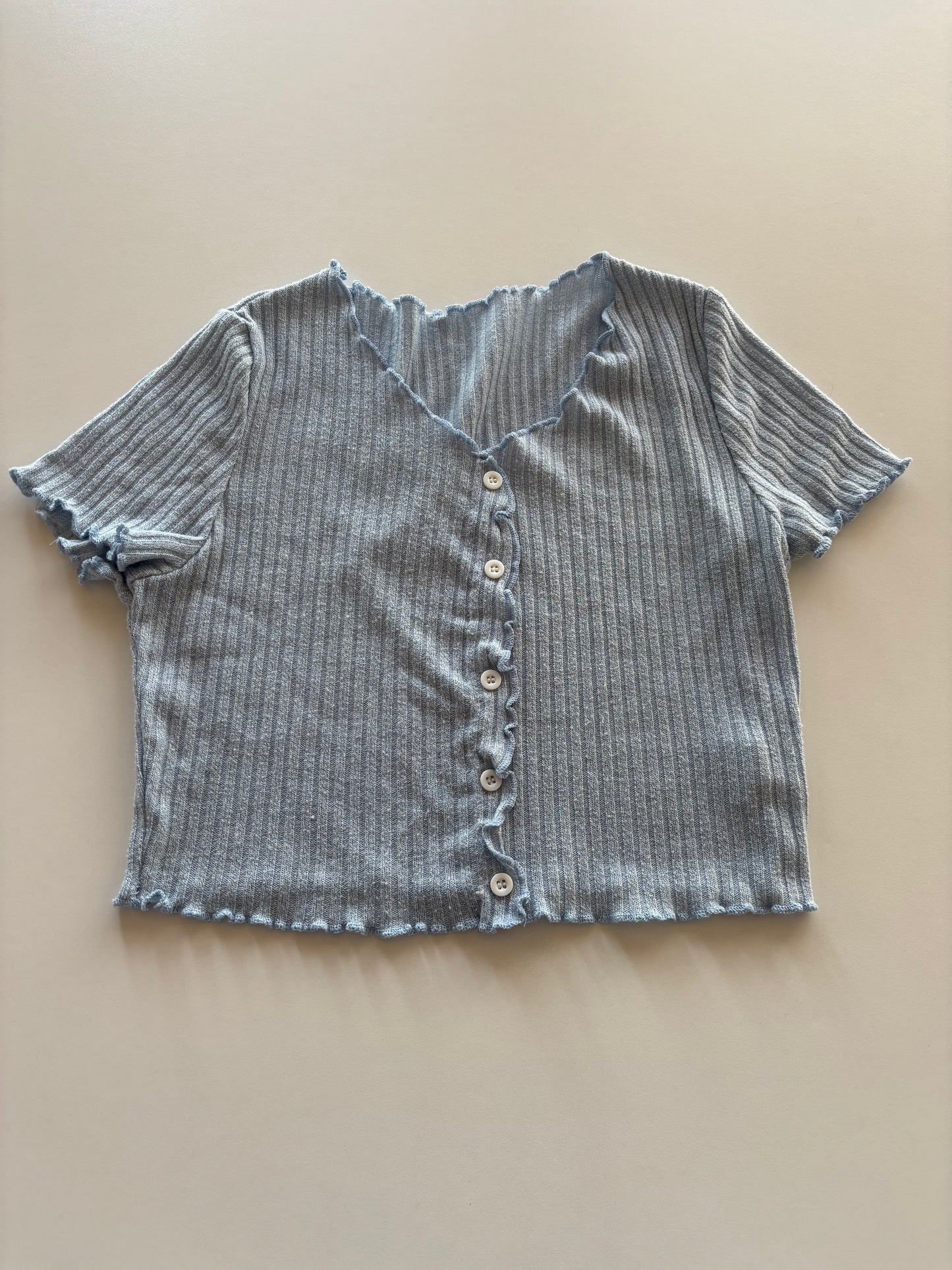 Light Blue Ribbed Cropped Tee
