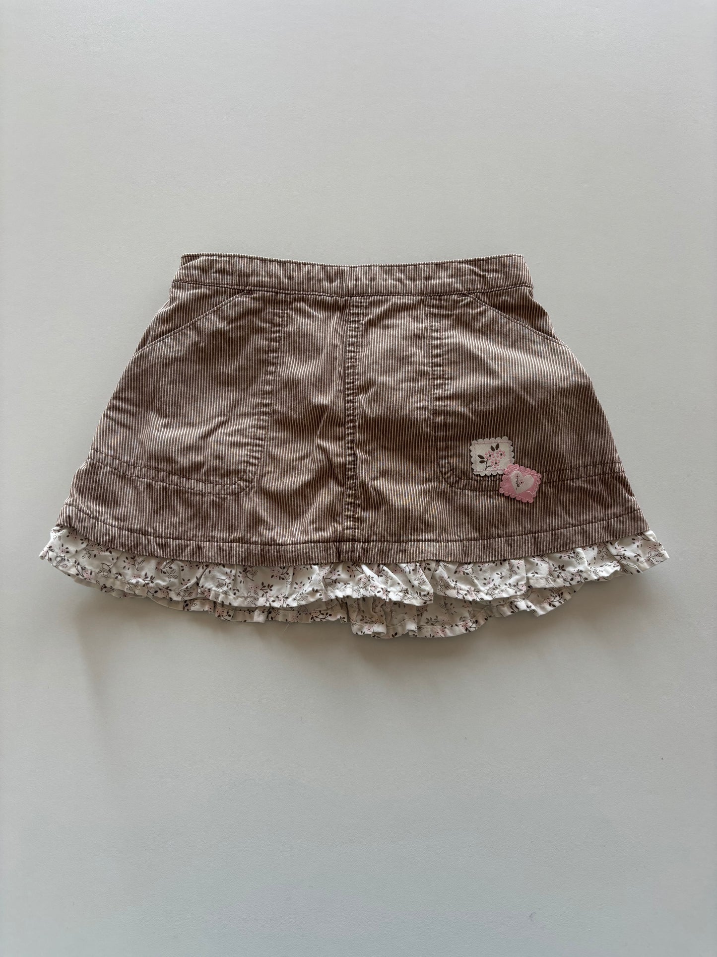 Brown Striped Skirt w/ Attached Diaper Cover