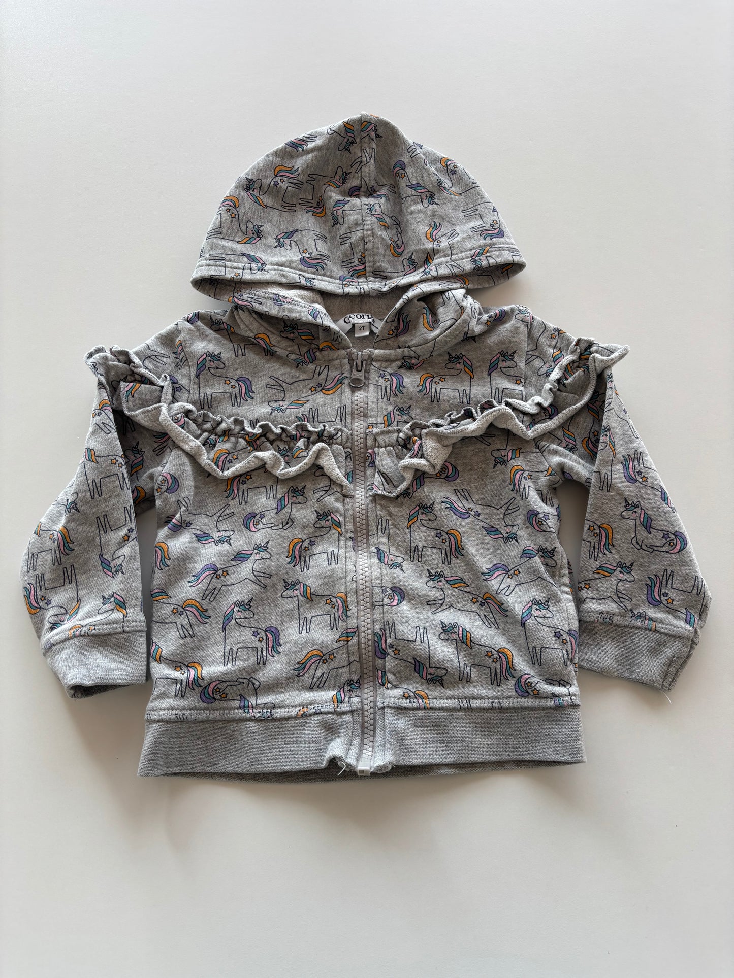 Grey Unicorn Zip Up Hoodie