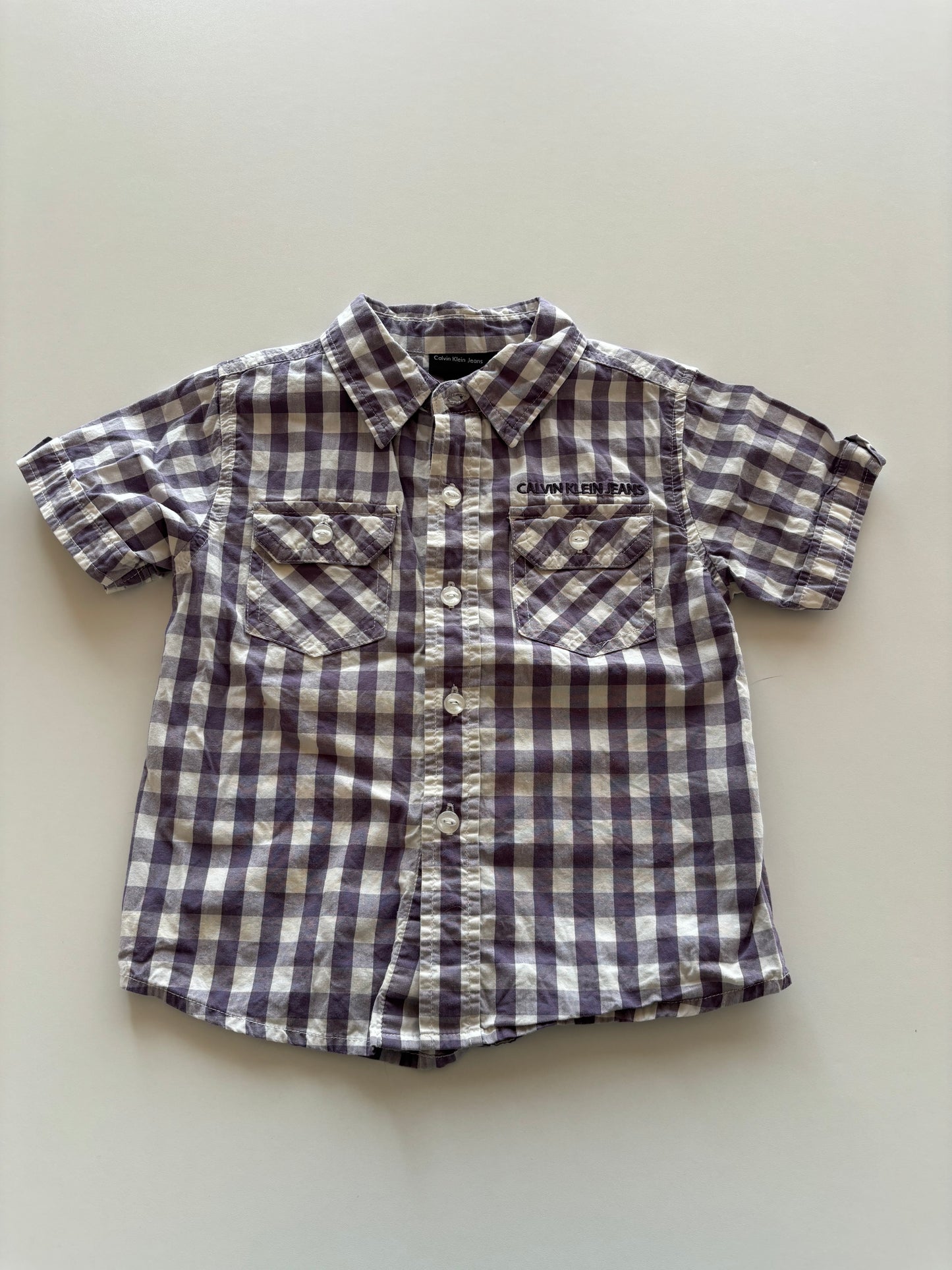Purple Plaid Button Up Tee