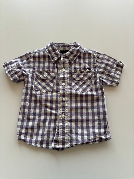 Purple Plaid Button Up Tee
