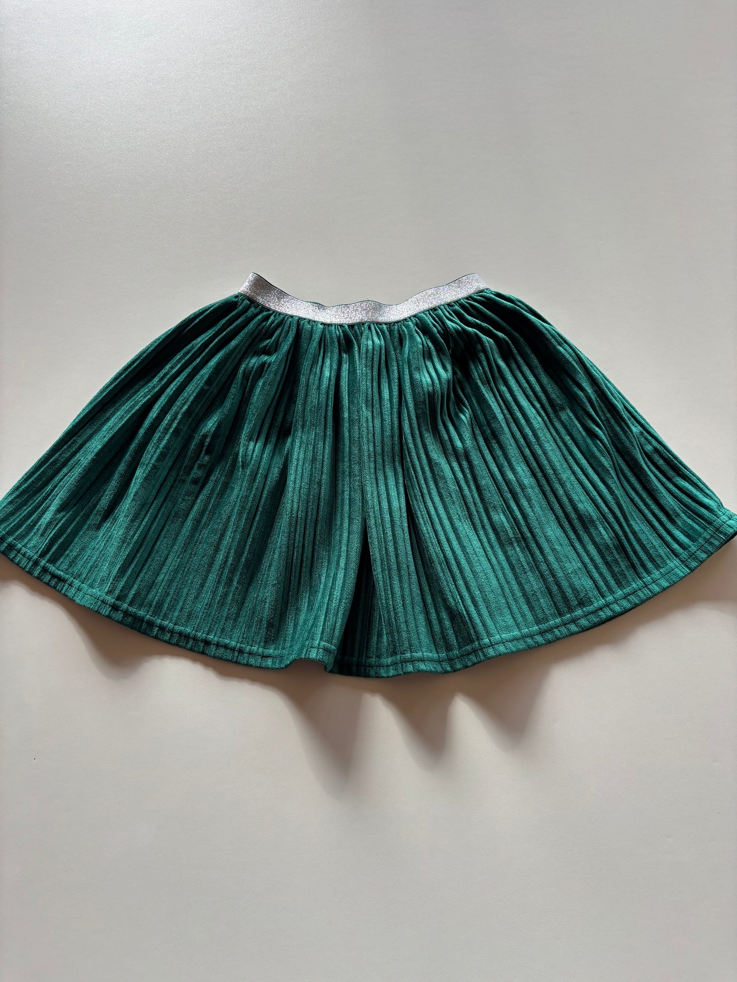 Green Pleated Velvet Skirt
