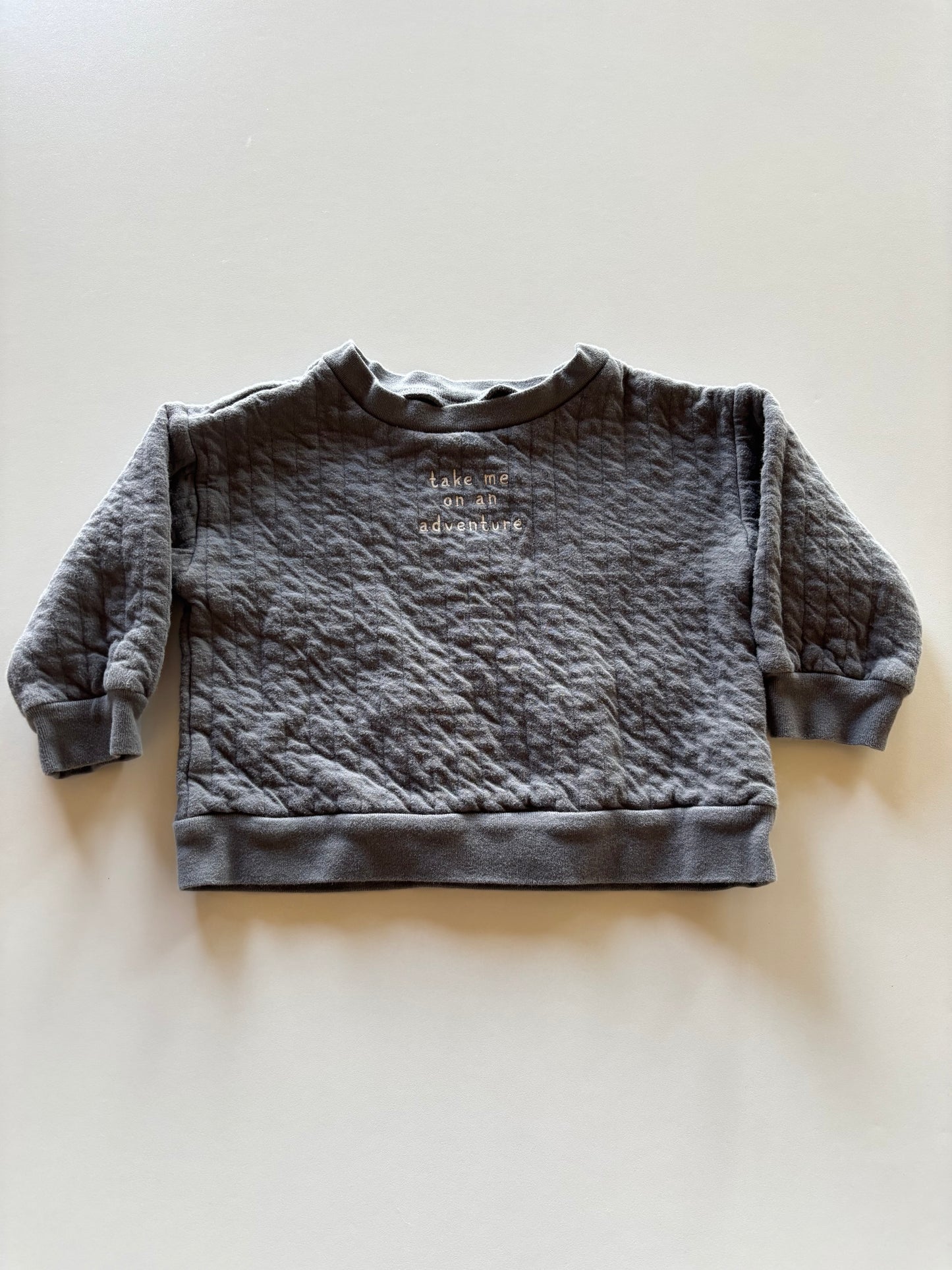 Quilted Grey Take Me on an Adventure Sweater