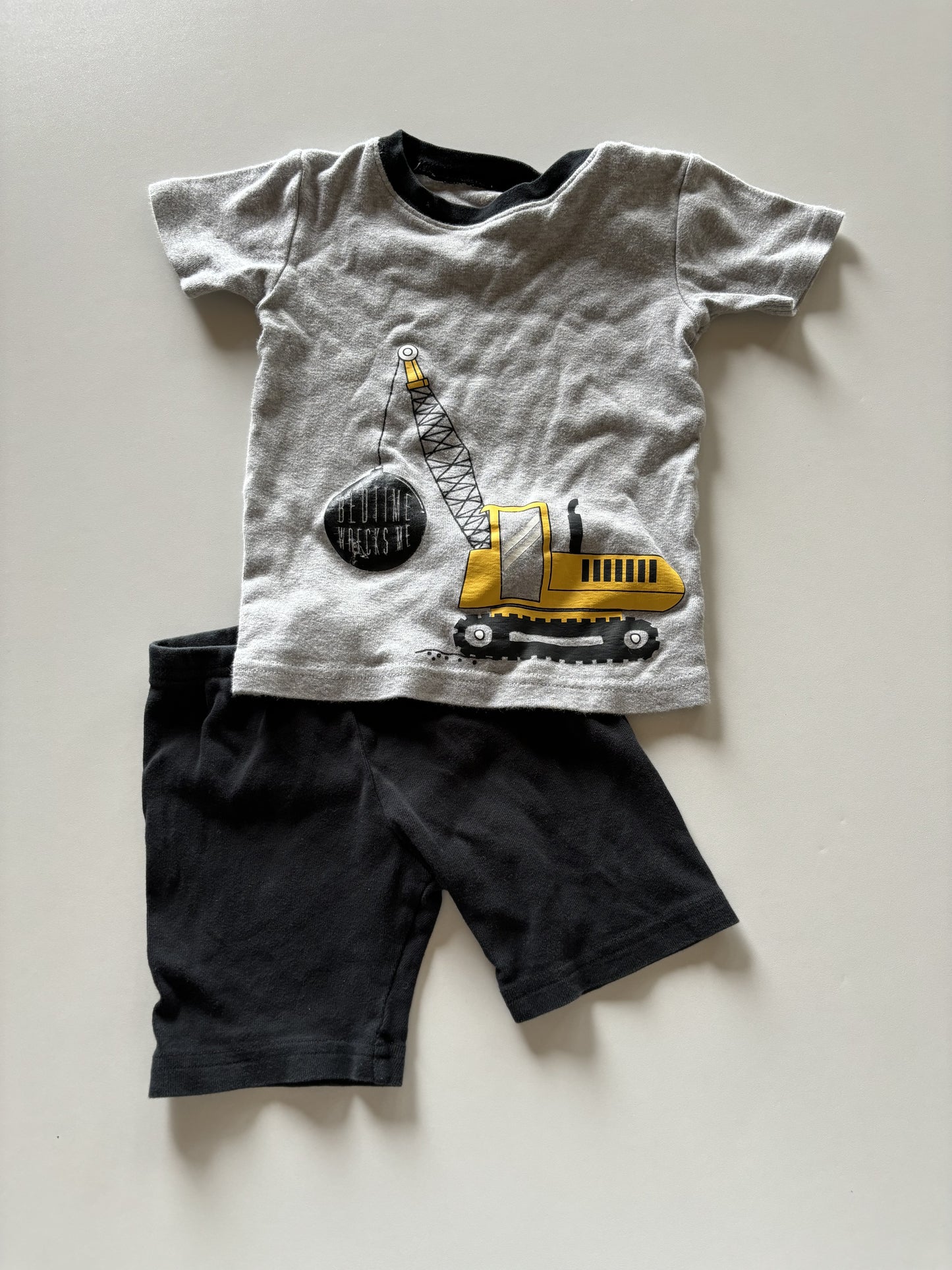 2pc Grey & Black Construction Pajamas
