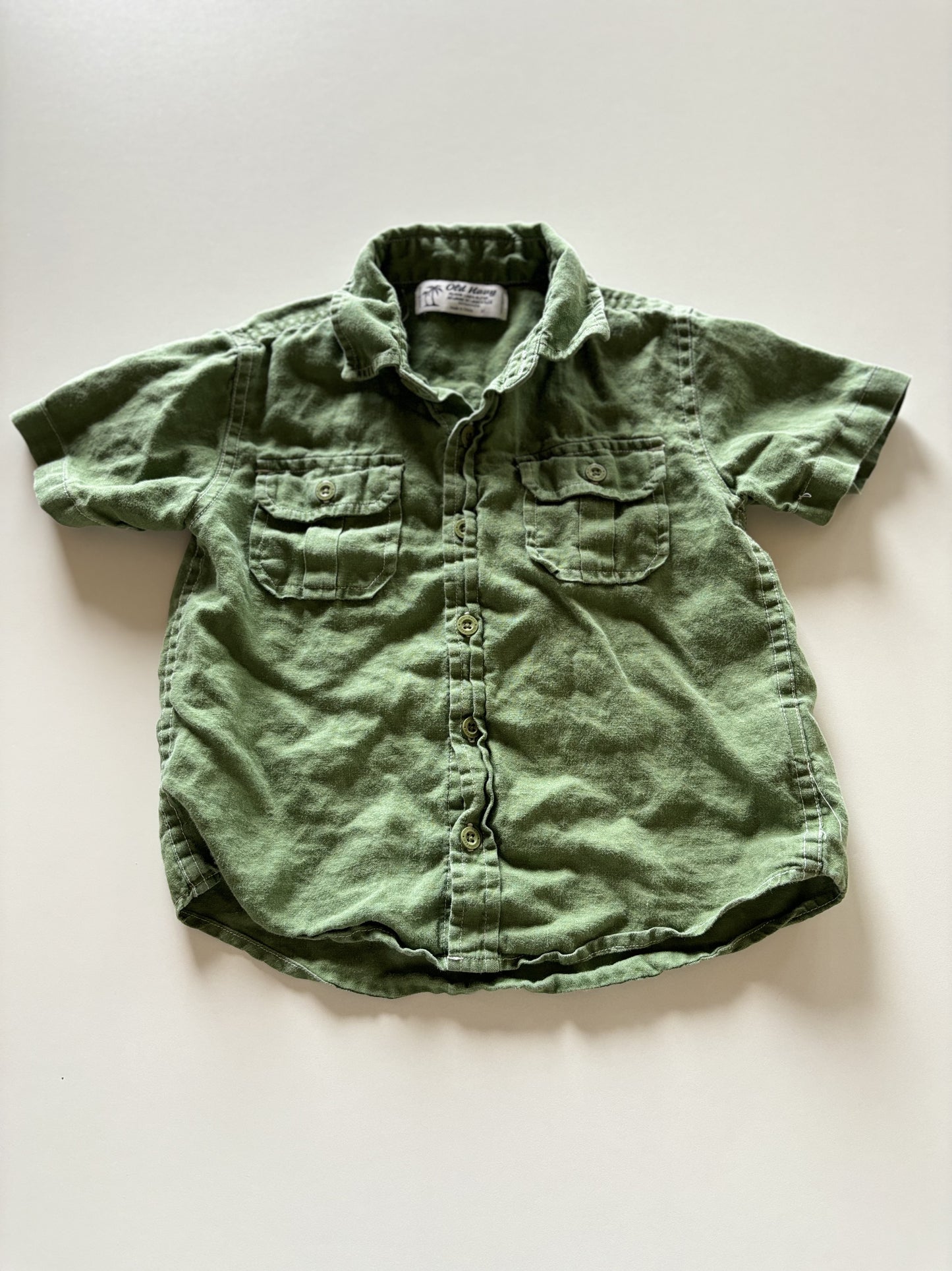 Green Linen Button Up Shirt