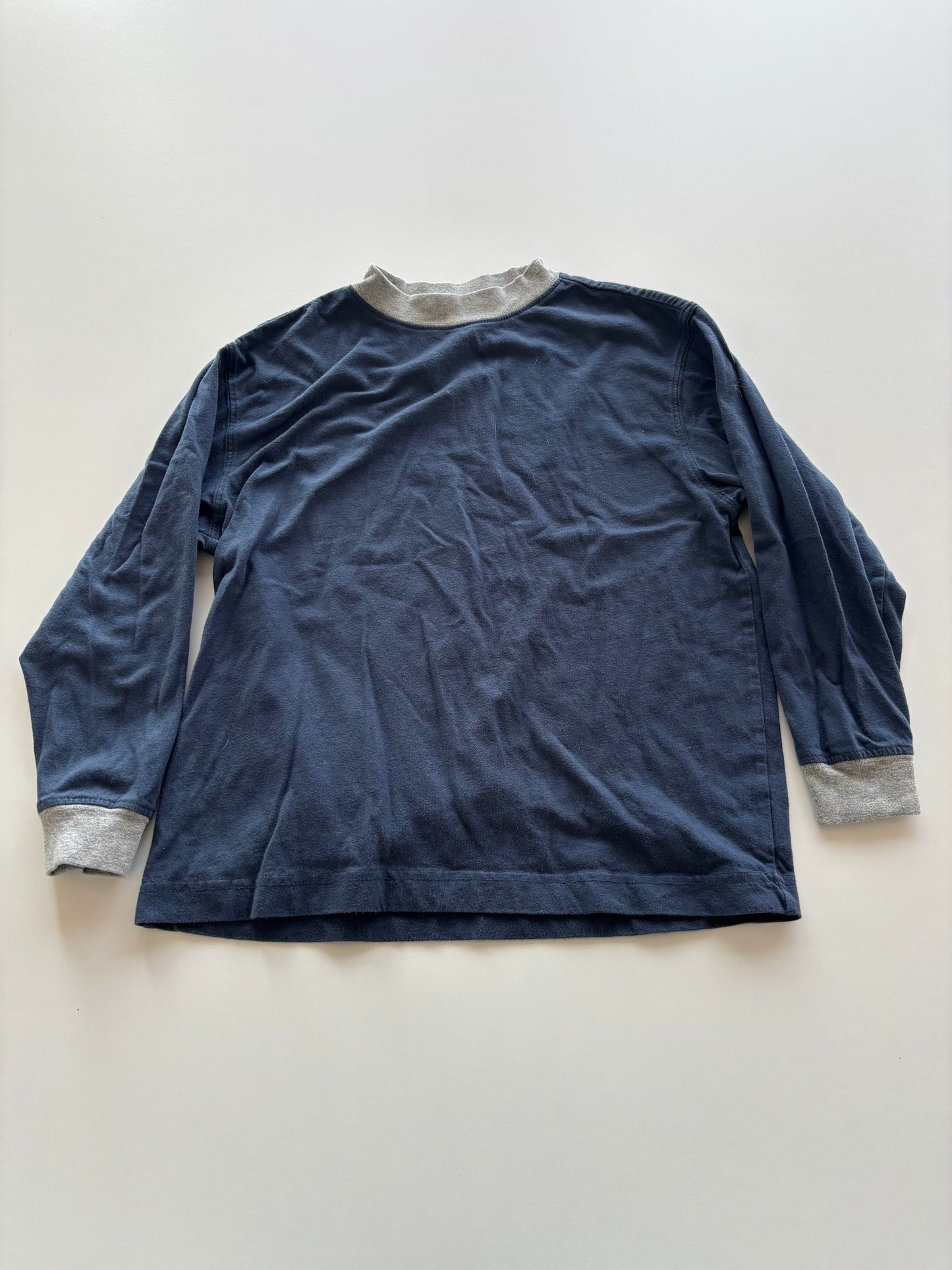 Ink Blue & Grey Long Sleeve Shirt