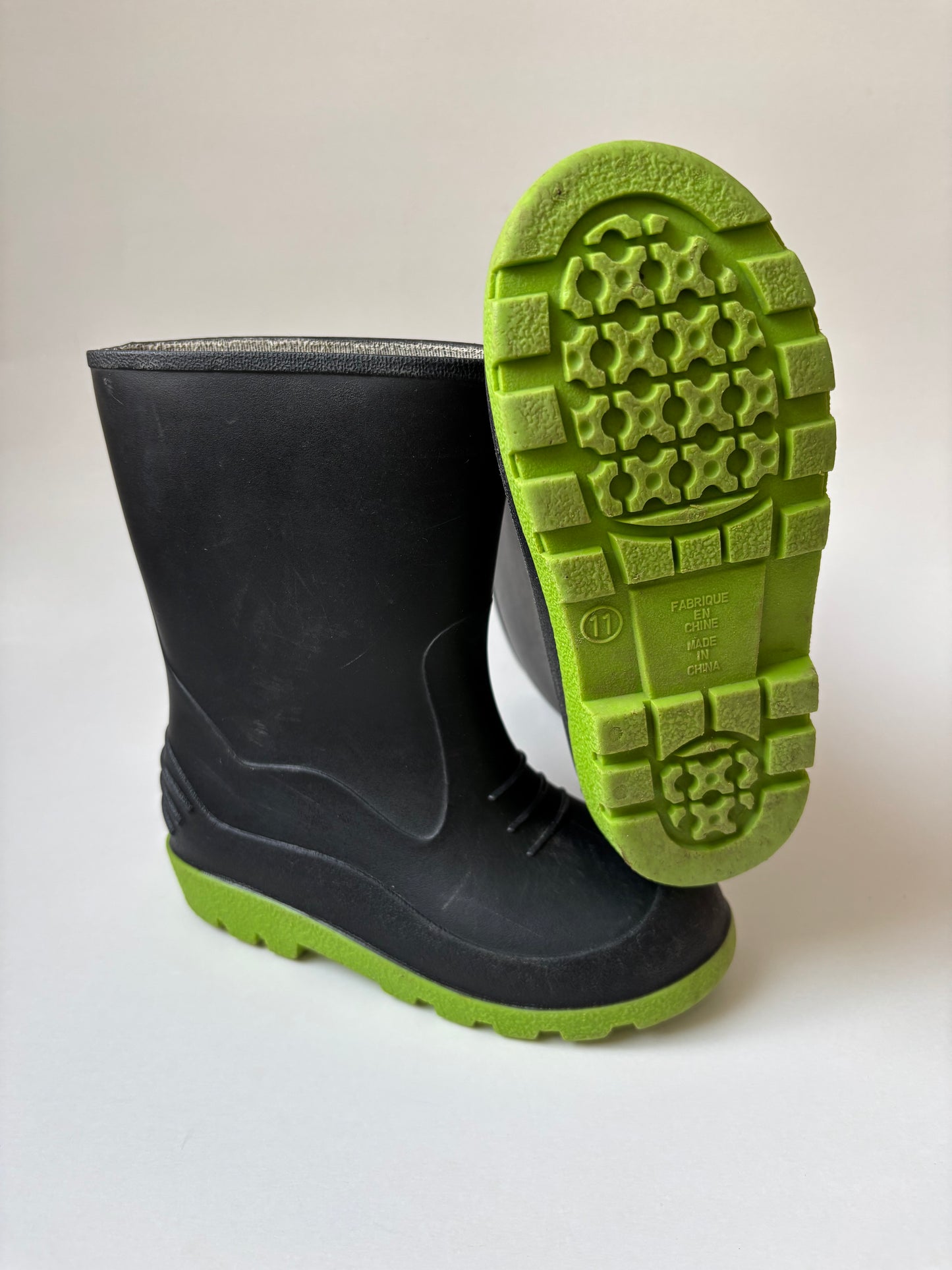 Black & Lime Rubber Boots