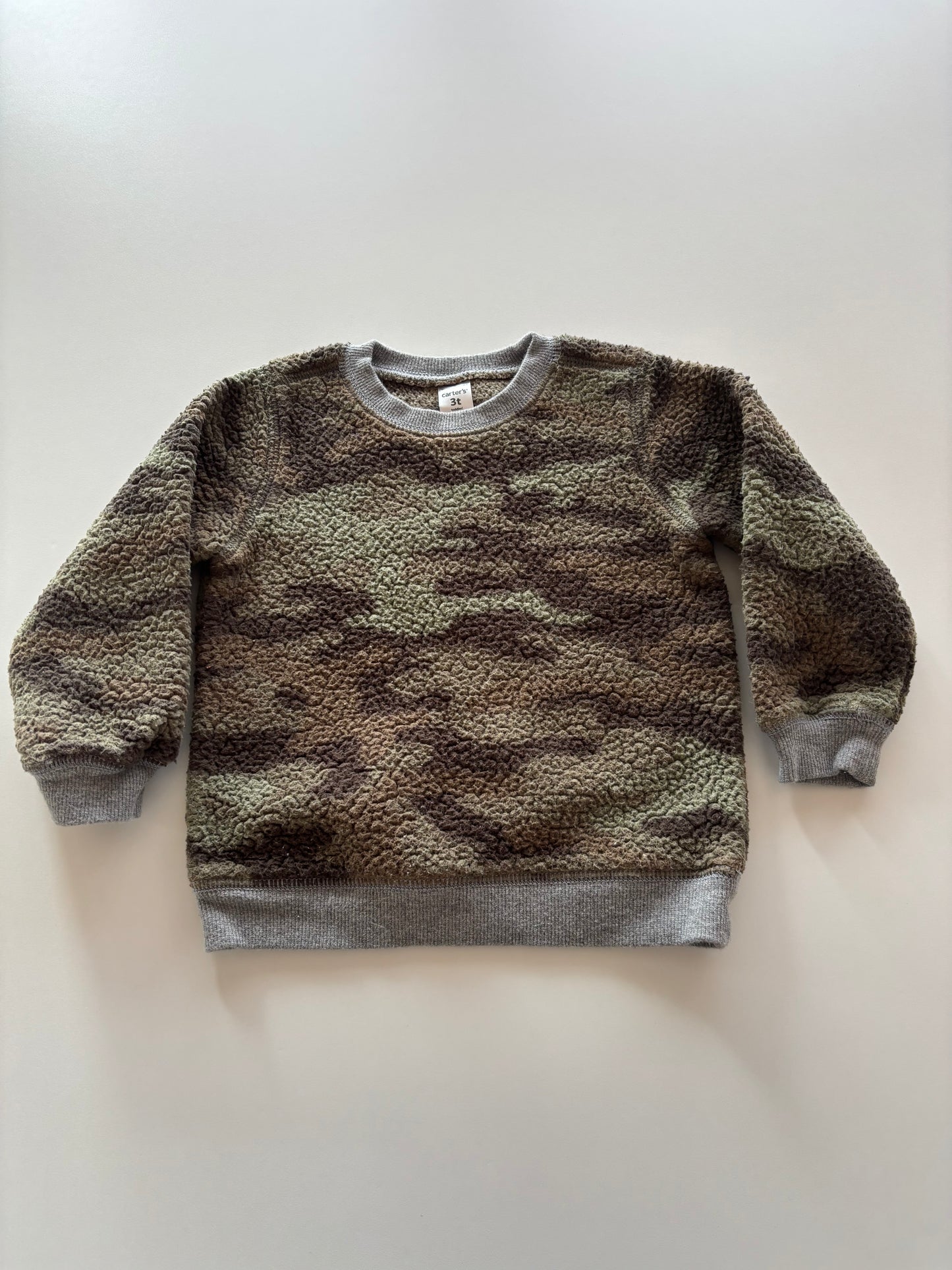 Camo Sherpa Crewneck Sweater