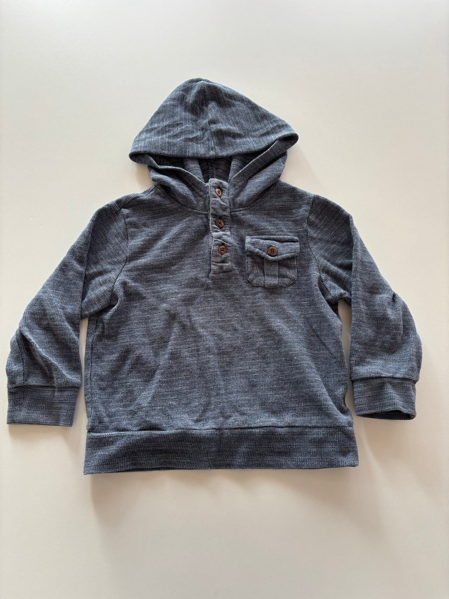 Blue Melange Hooded Henley Shirt