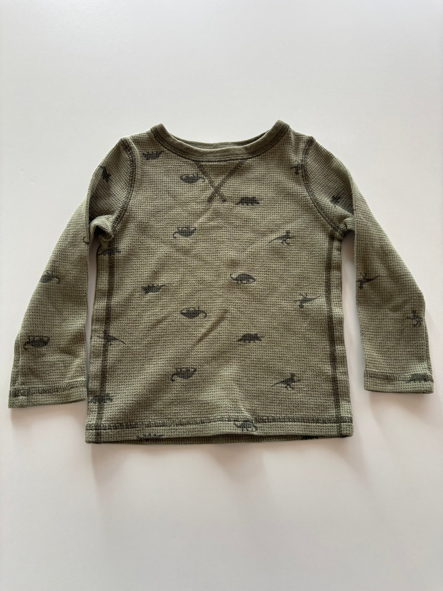 Olive Dinosaur Waffle Shirt