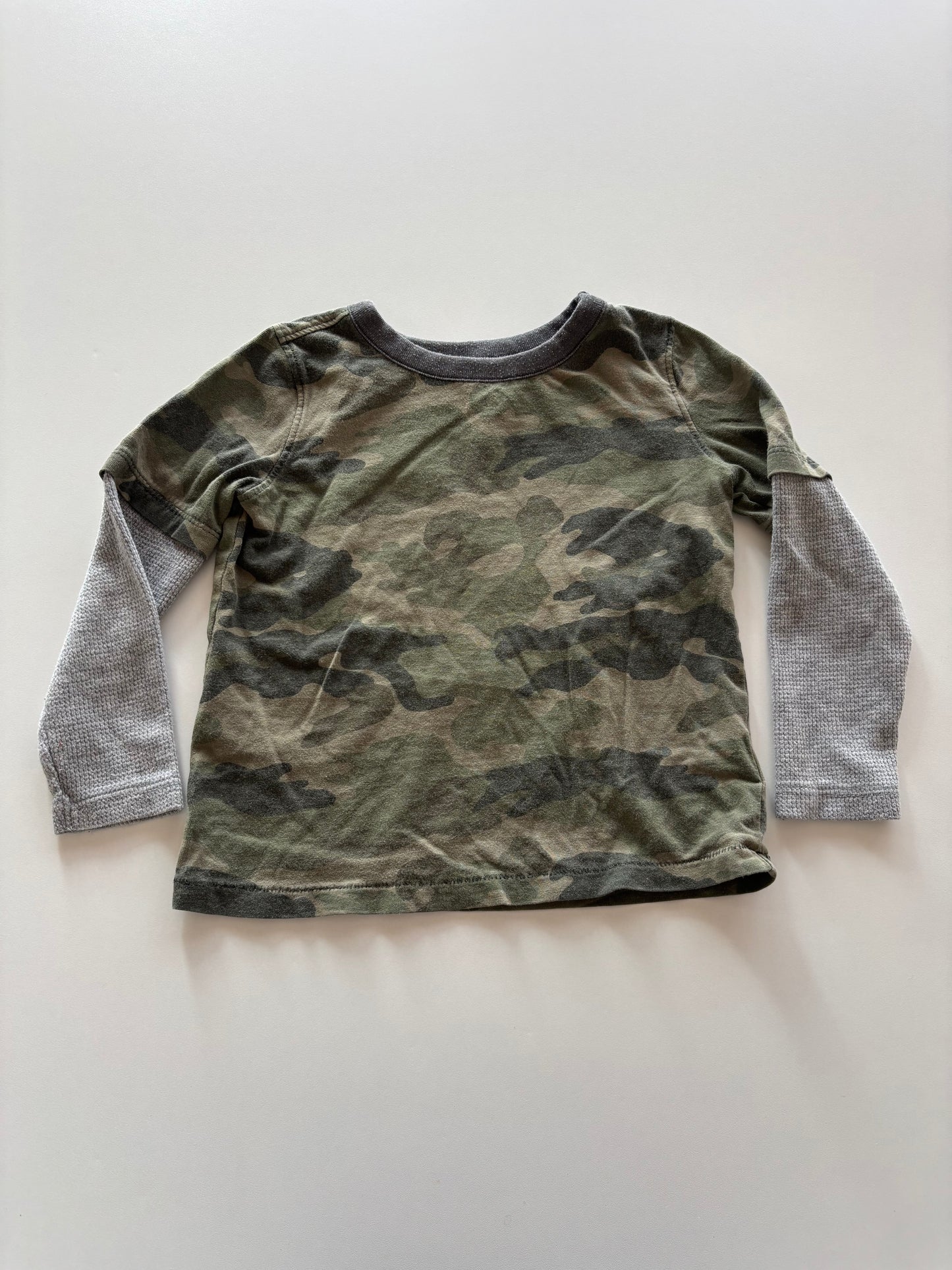 Camo & Grey Waffle Layered Shirt