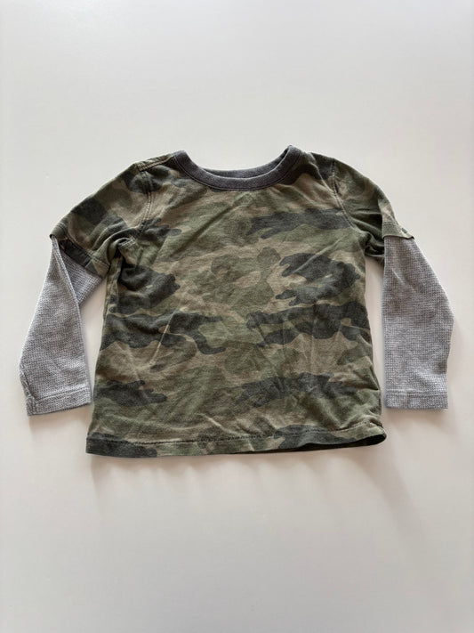 Camo & Grey Waffle Layered Shirt