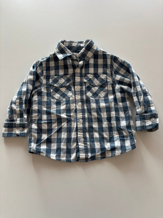 Blue & White Checkered Button Up Shirt