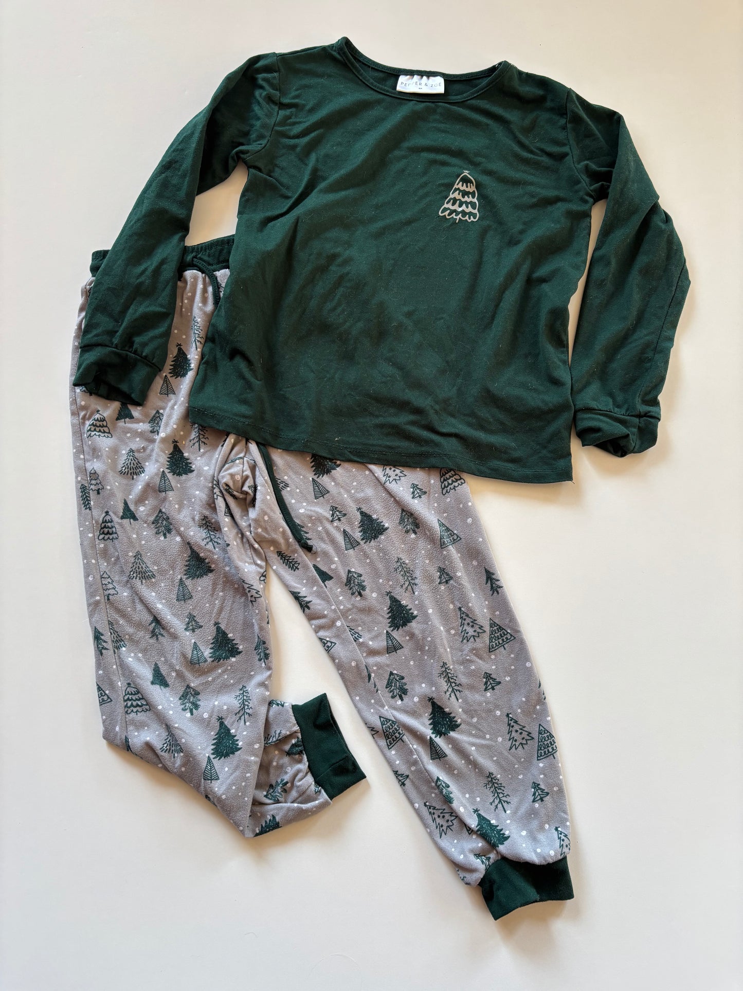 2pc Green & Grey Tree Pajamas
