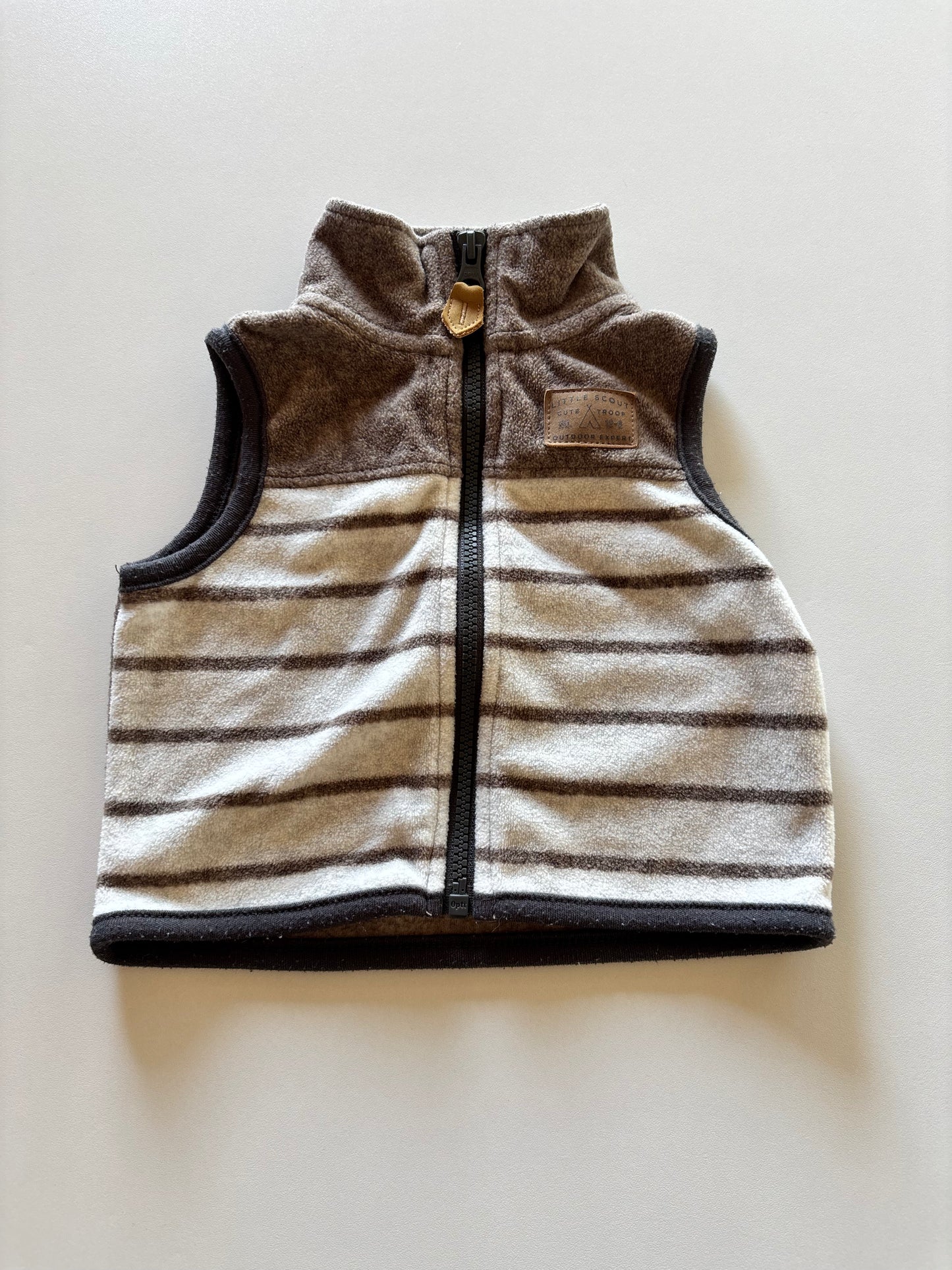 Brown Striped Fleece Vest