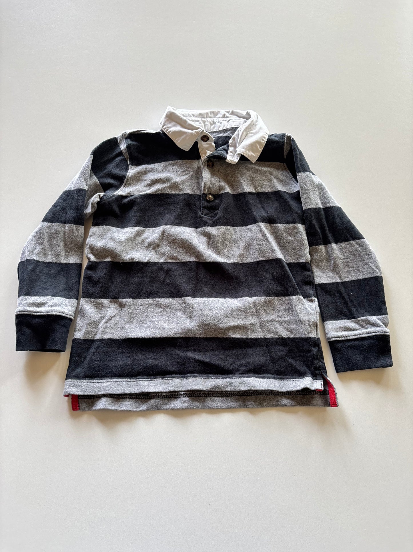 Grey & Black Striped Collared Shirt