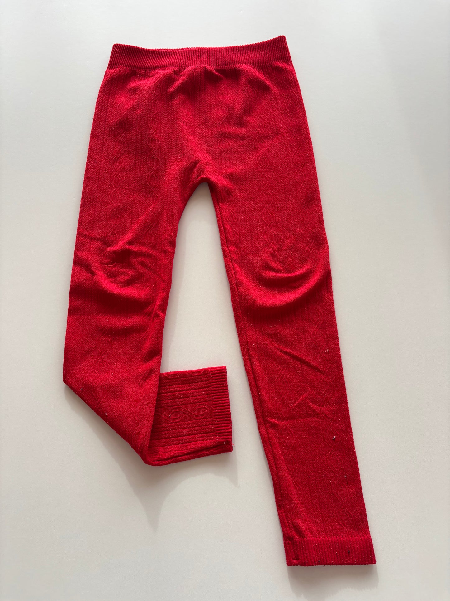 Red Textured Leggings