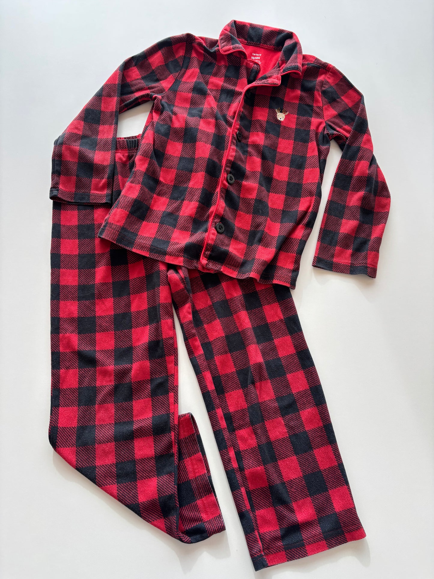 2pc Black & Red Plaid Pajamas