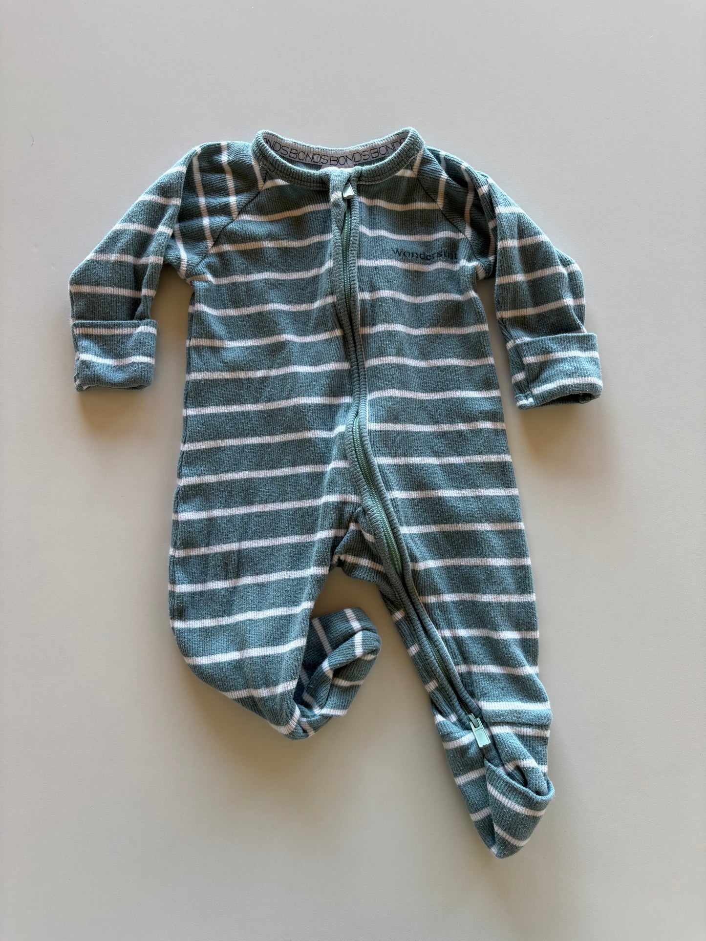 Ribbed Turquoise Striped Bonds Wondersuit