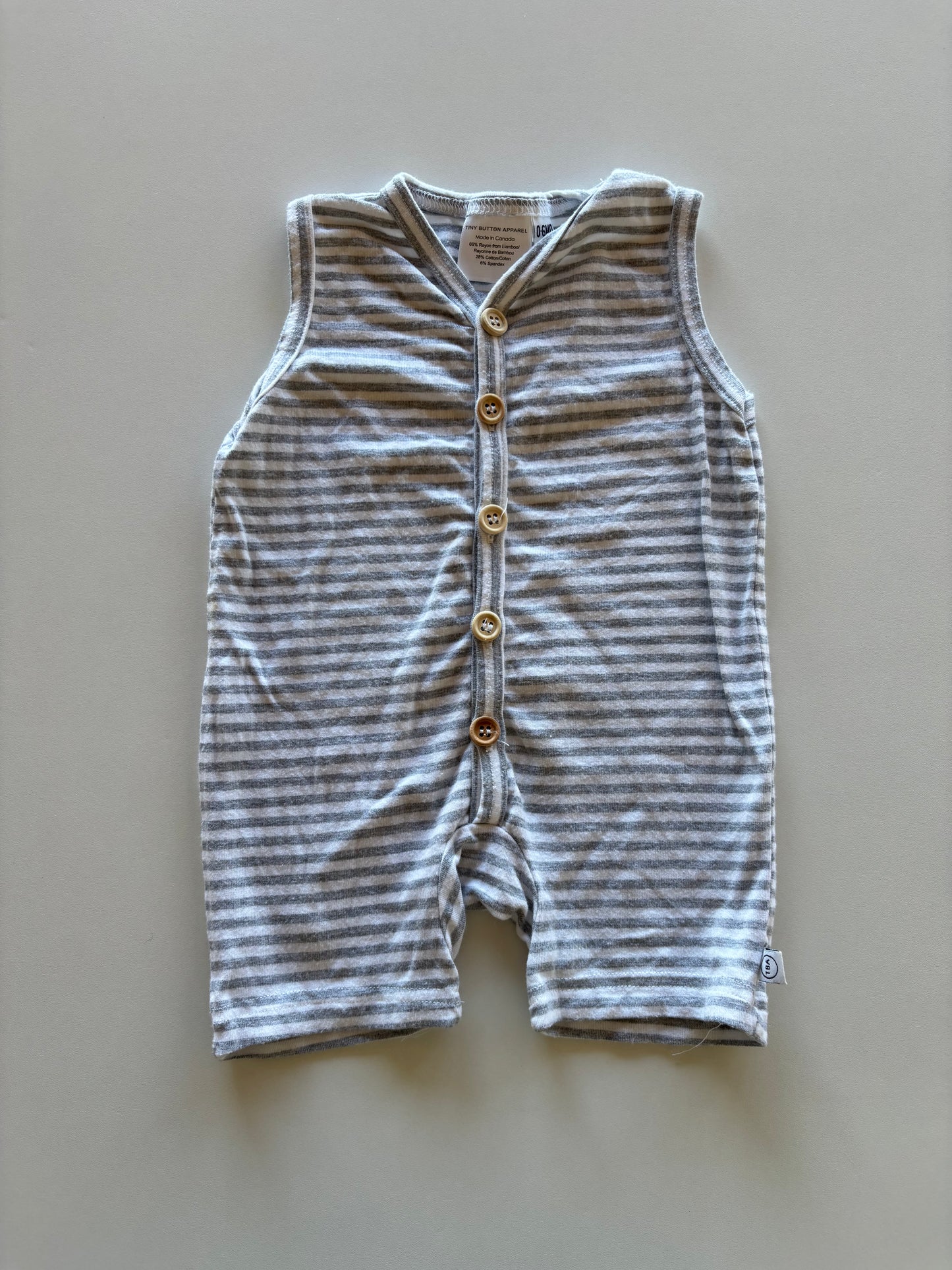 Grey & White Striped Romper