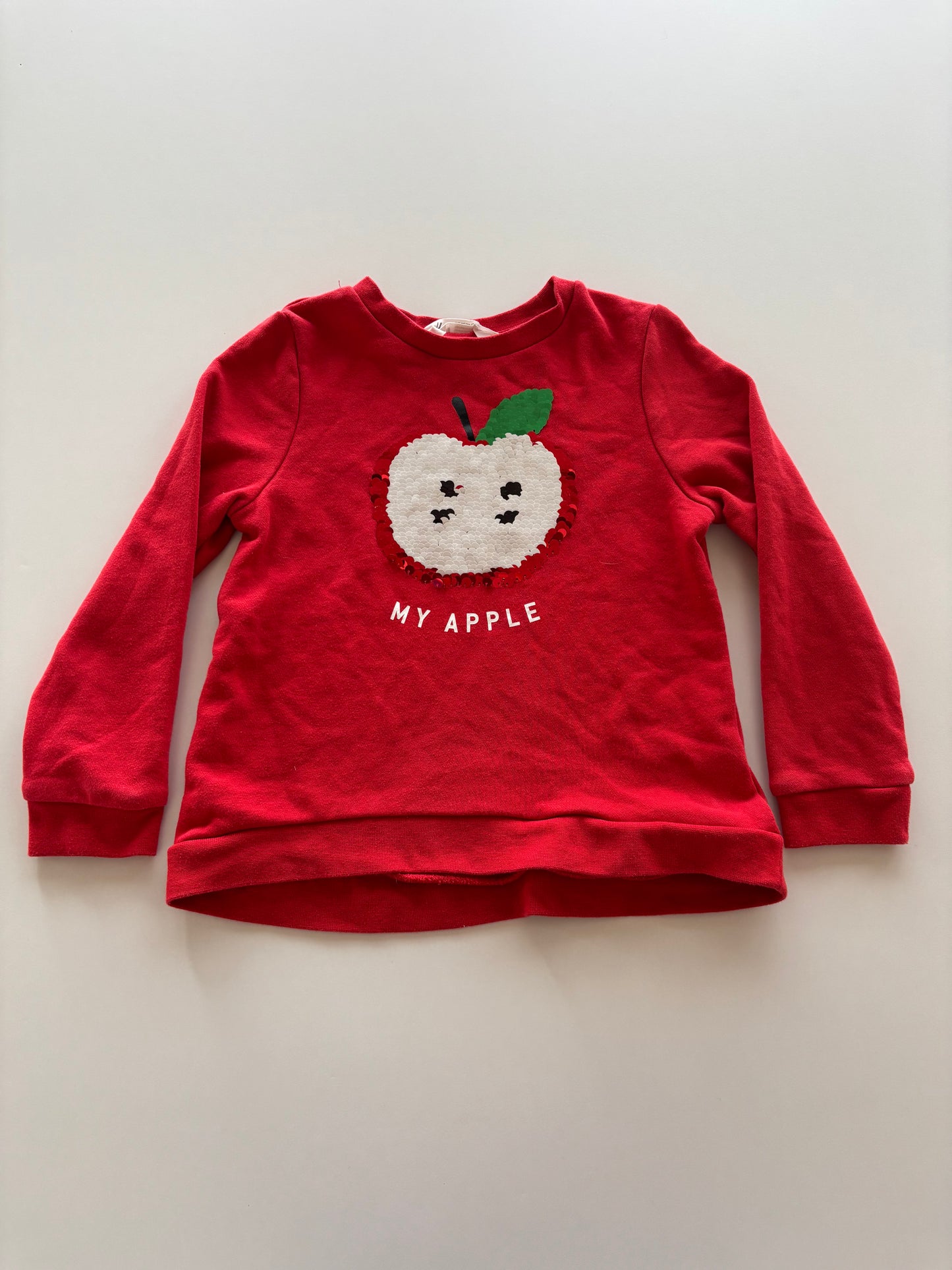 Red Flip Sequin Apple Crewneck