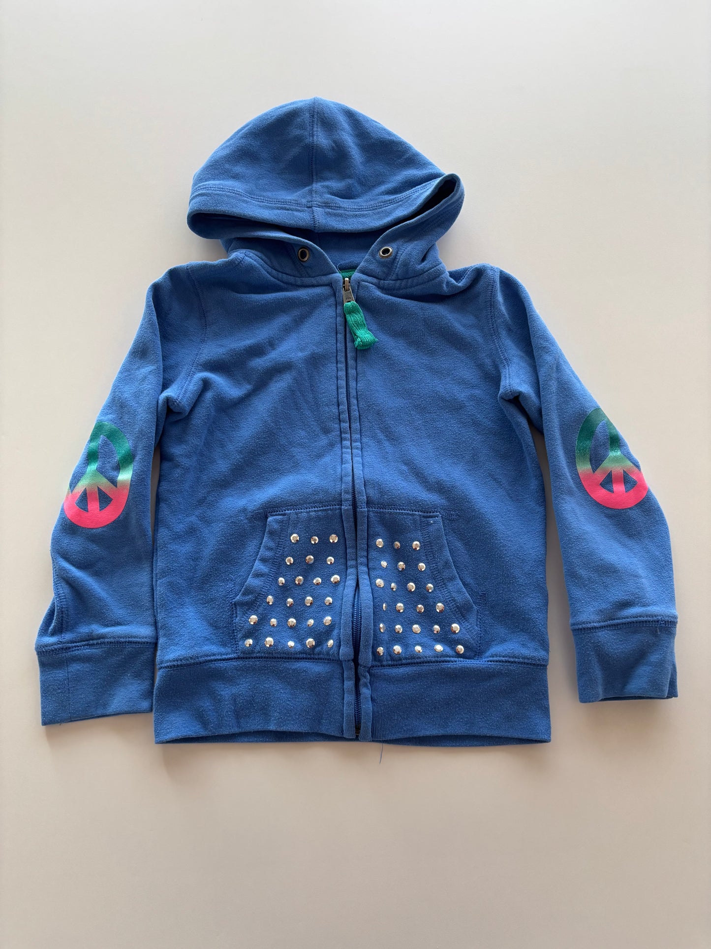 Blue Zip Up Peace Hoodie