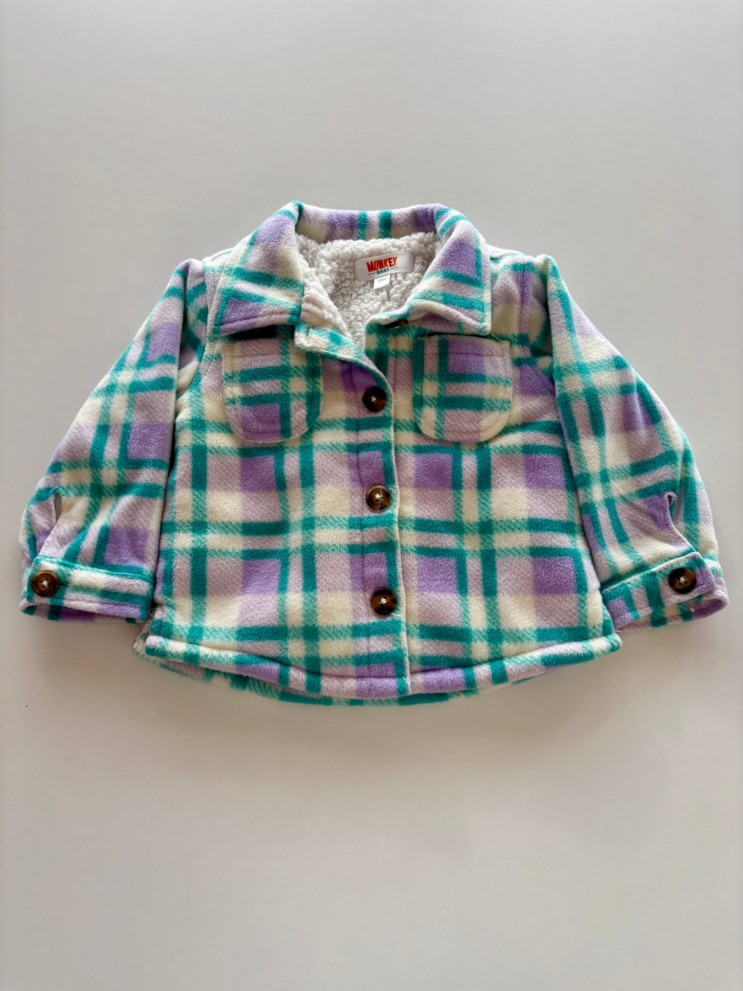 Turquoise & Lilac Fleece Shacket