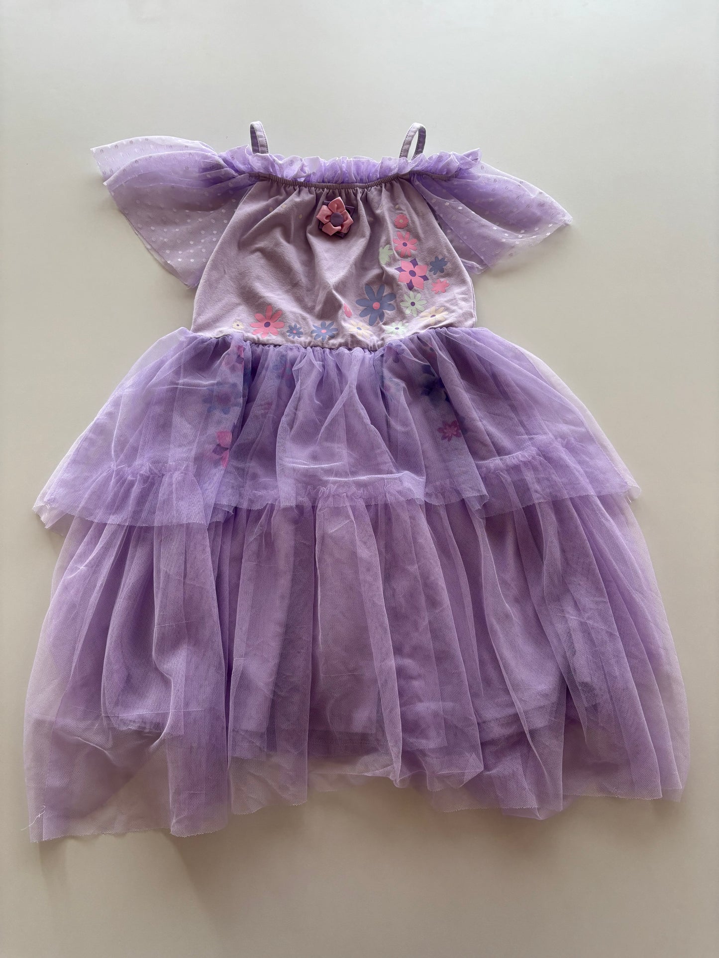 Purple Floral & Tulle Dress