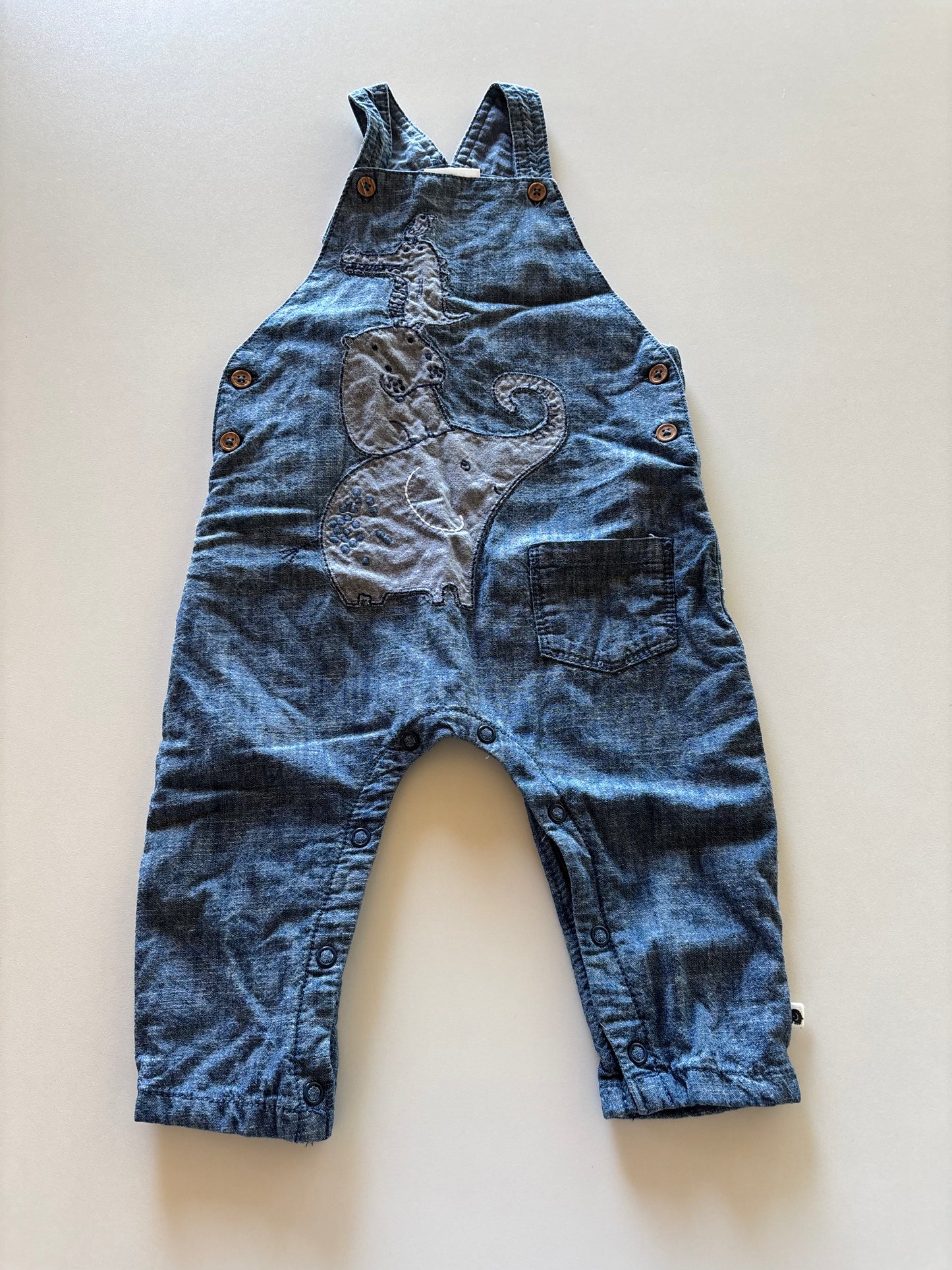Lined Elephant Chambray Overalls