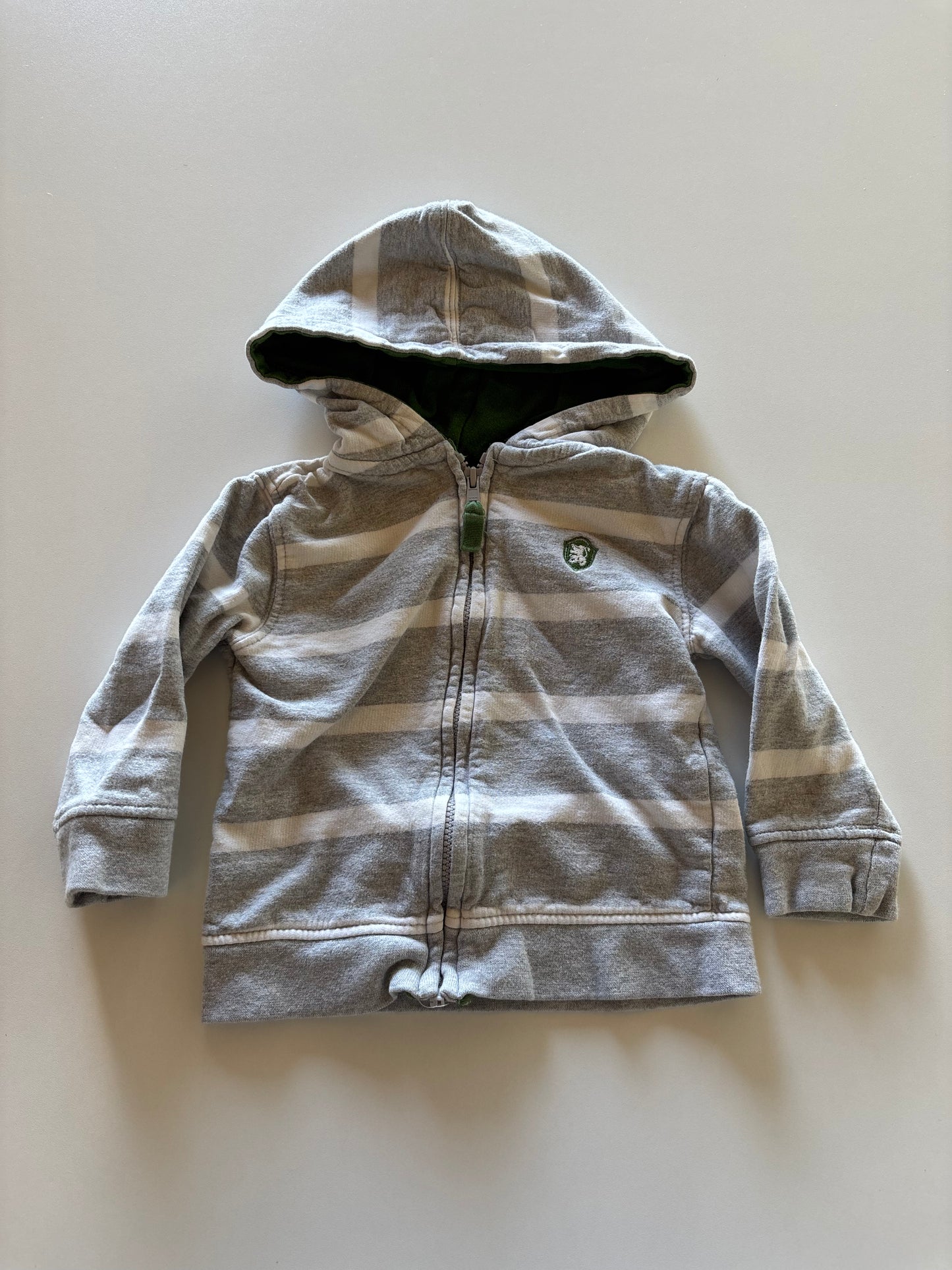 Grey Striped Zip Up Hoodie