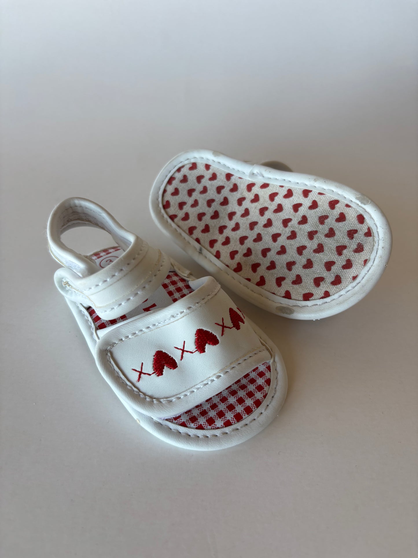 White Heart Sandals Crib Shoes