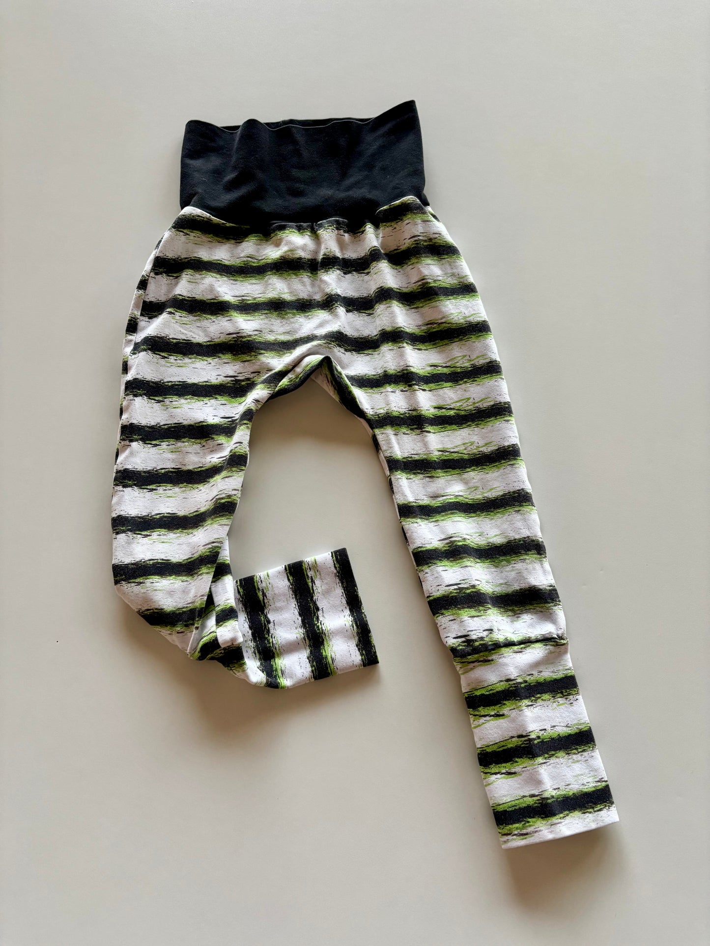 Black & Green Striped Grow with Me Pants