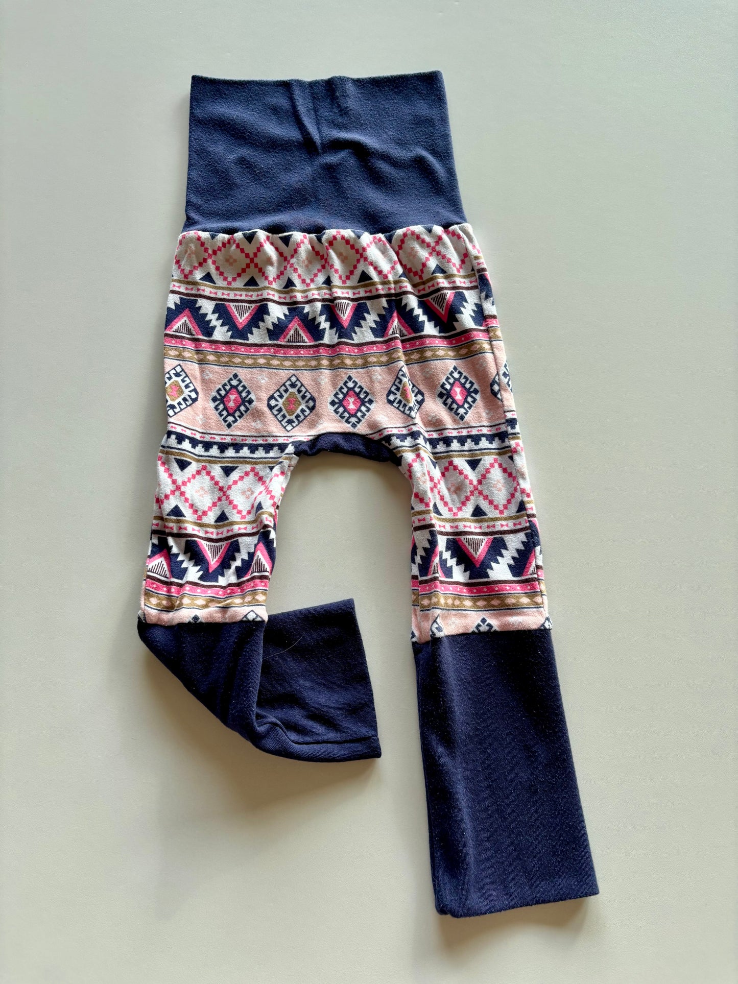 Navy & Pink Patterned Grow with Me Pants
