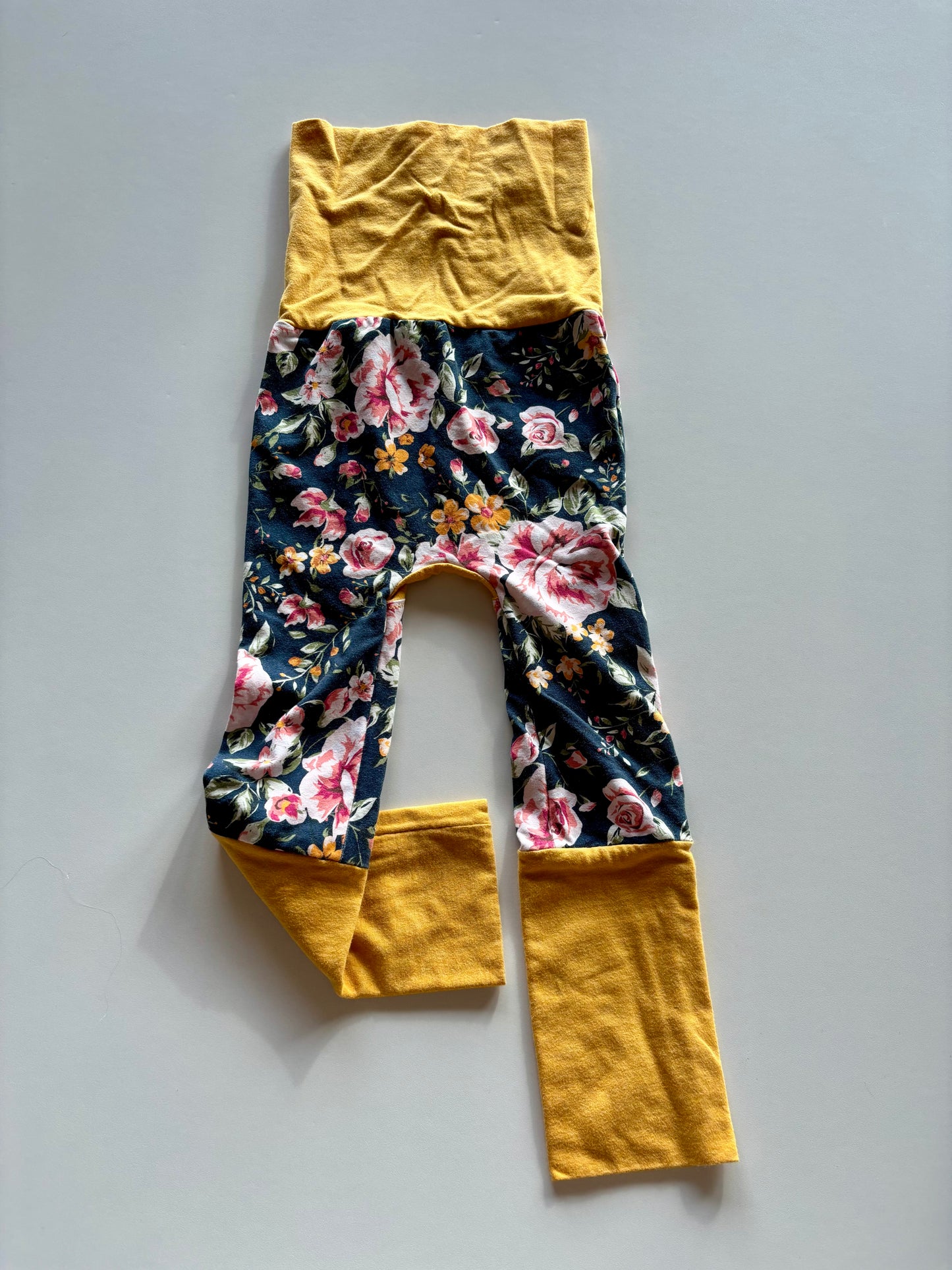 Mustard Floral Grow with Me Pants