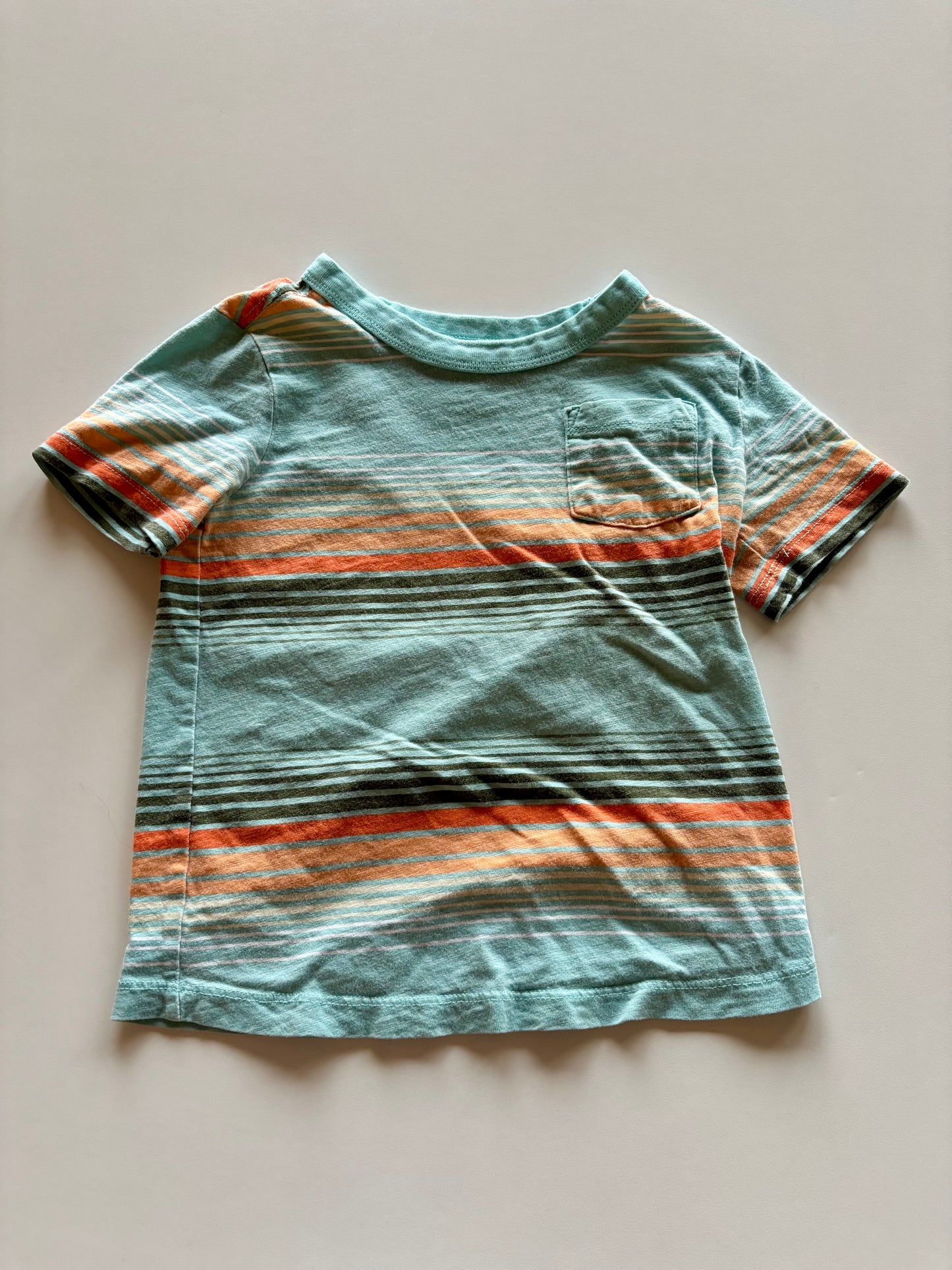 Blue & Orange Striped Pocket Tee
