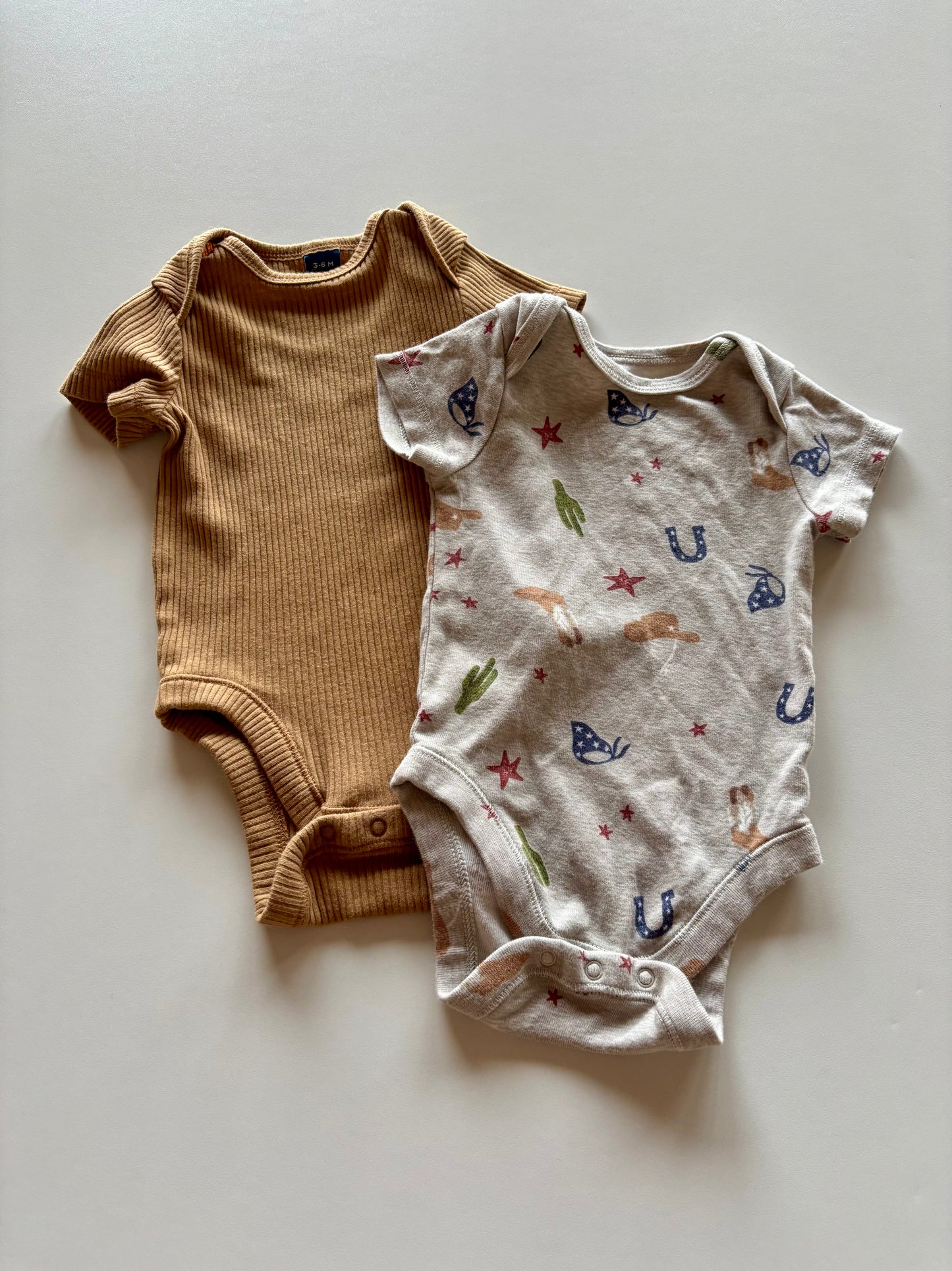 2 Onesies - Western & Brown Ribbed