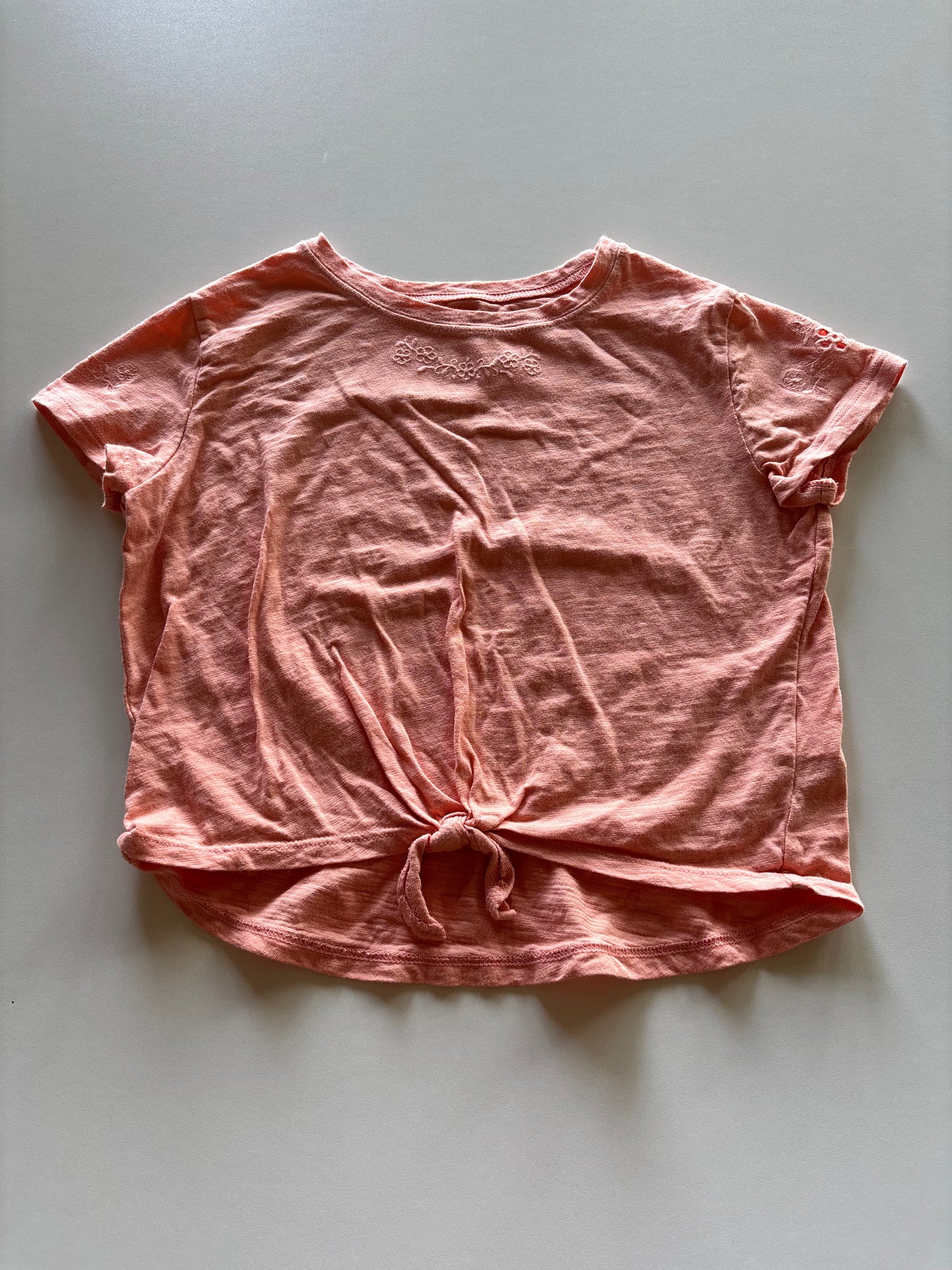 Peach Knotted Embroidered Tee