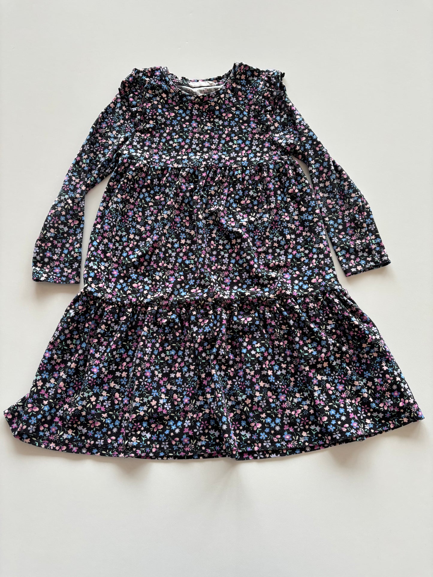 Blue & Purple Floral Tiered Dress