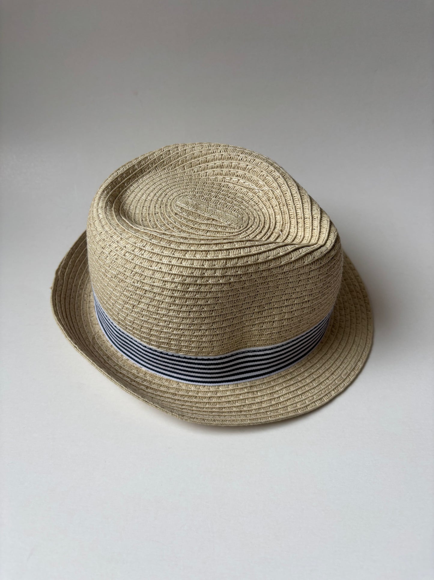 Striped Ribbon Straw Fedora