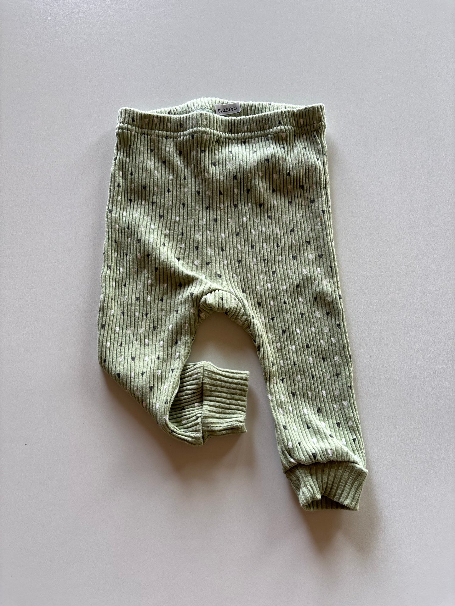 Green Ribbed Triangle Pants