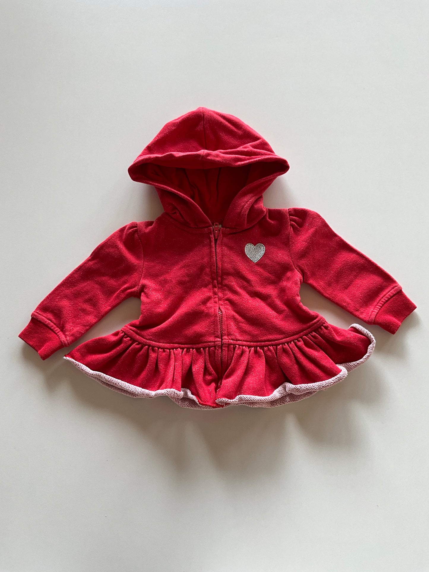 Sparkly Red Peplum Zip Up