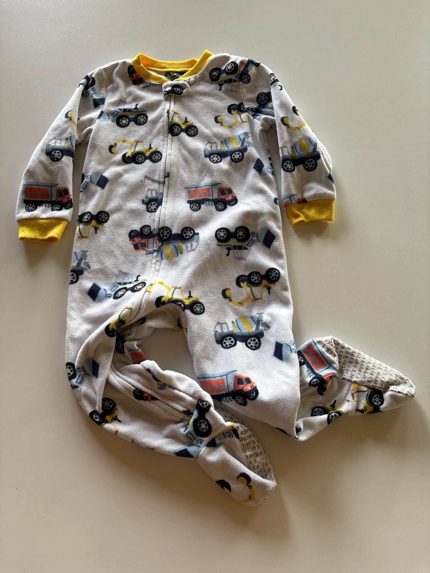 White Fleece Construction Vehicles Sleeper