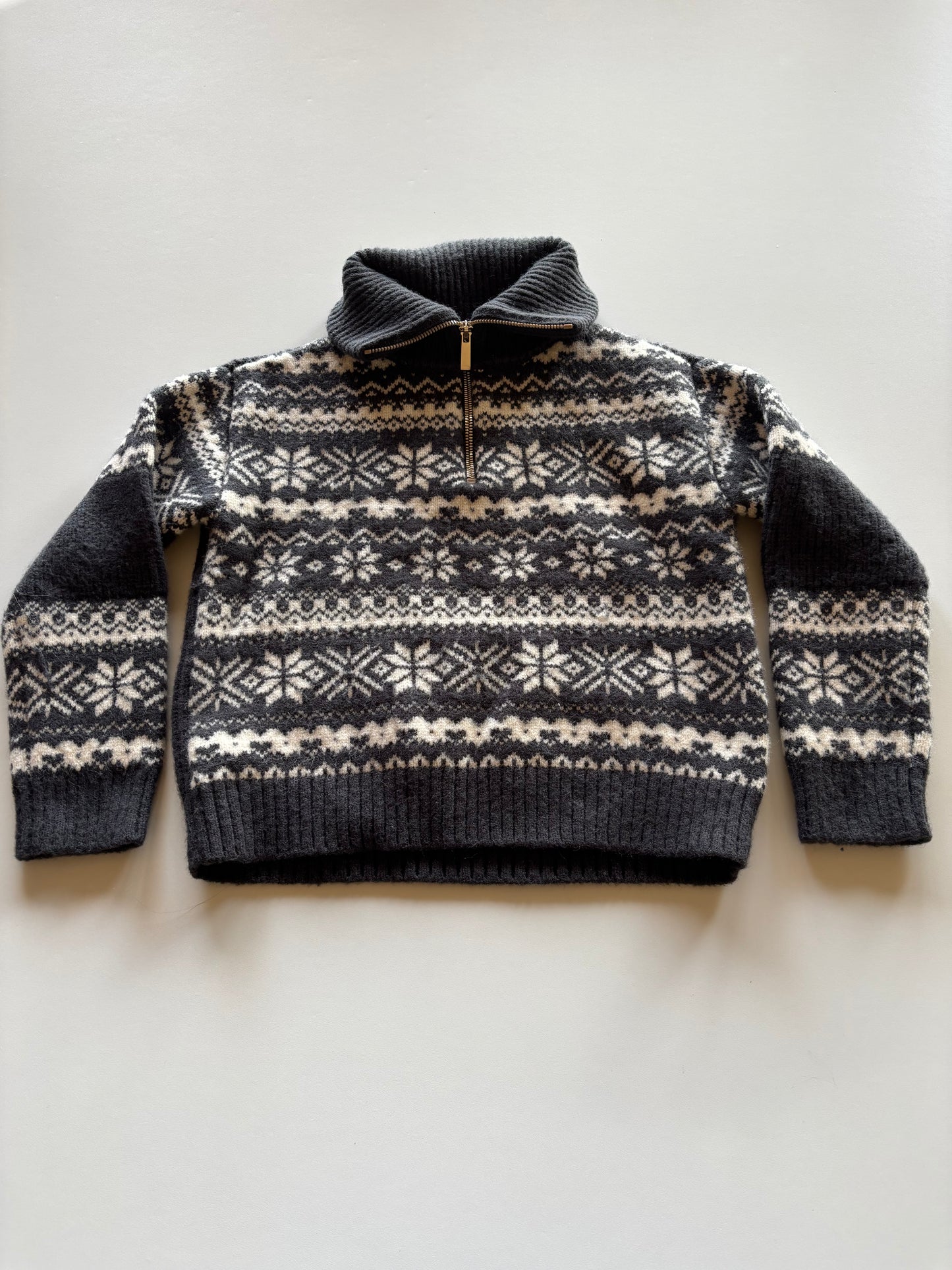 Grey & White Knit Snowflake Sweater