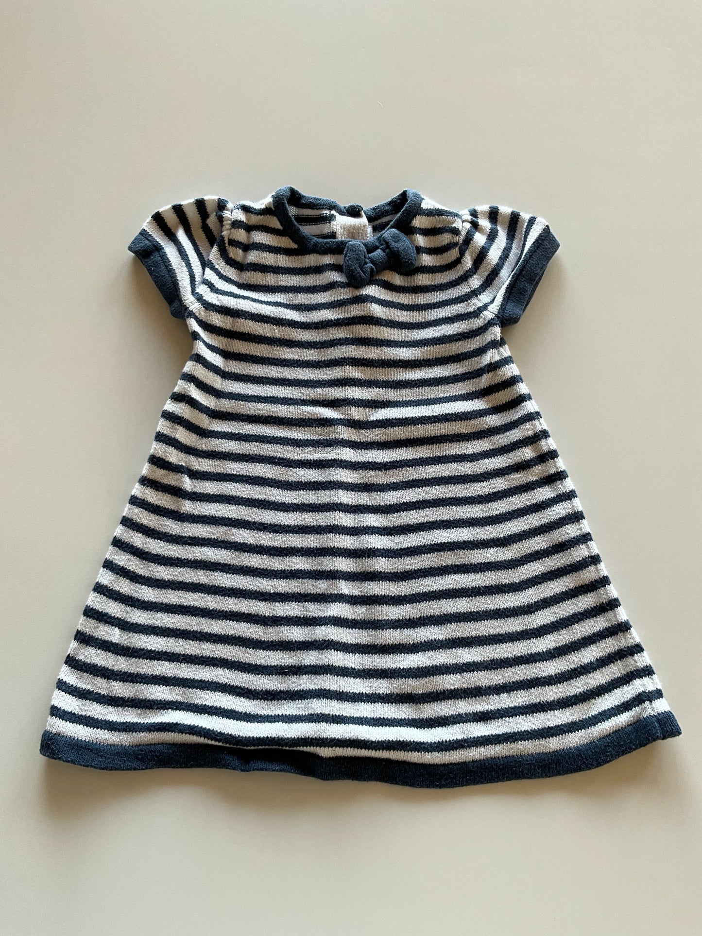 White & Navy Knit Dress