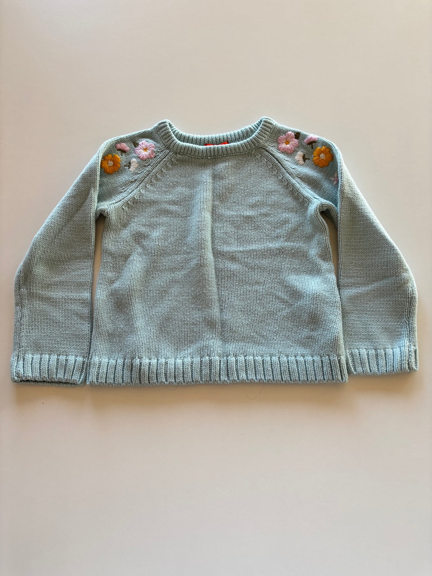 Embroidered Blue Knit Sweater