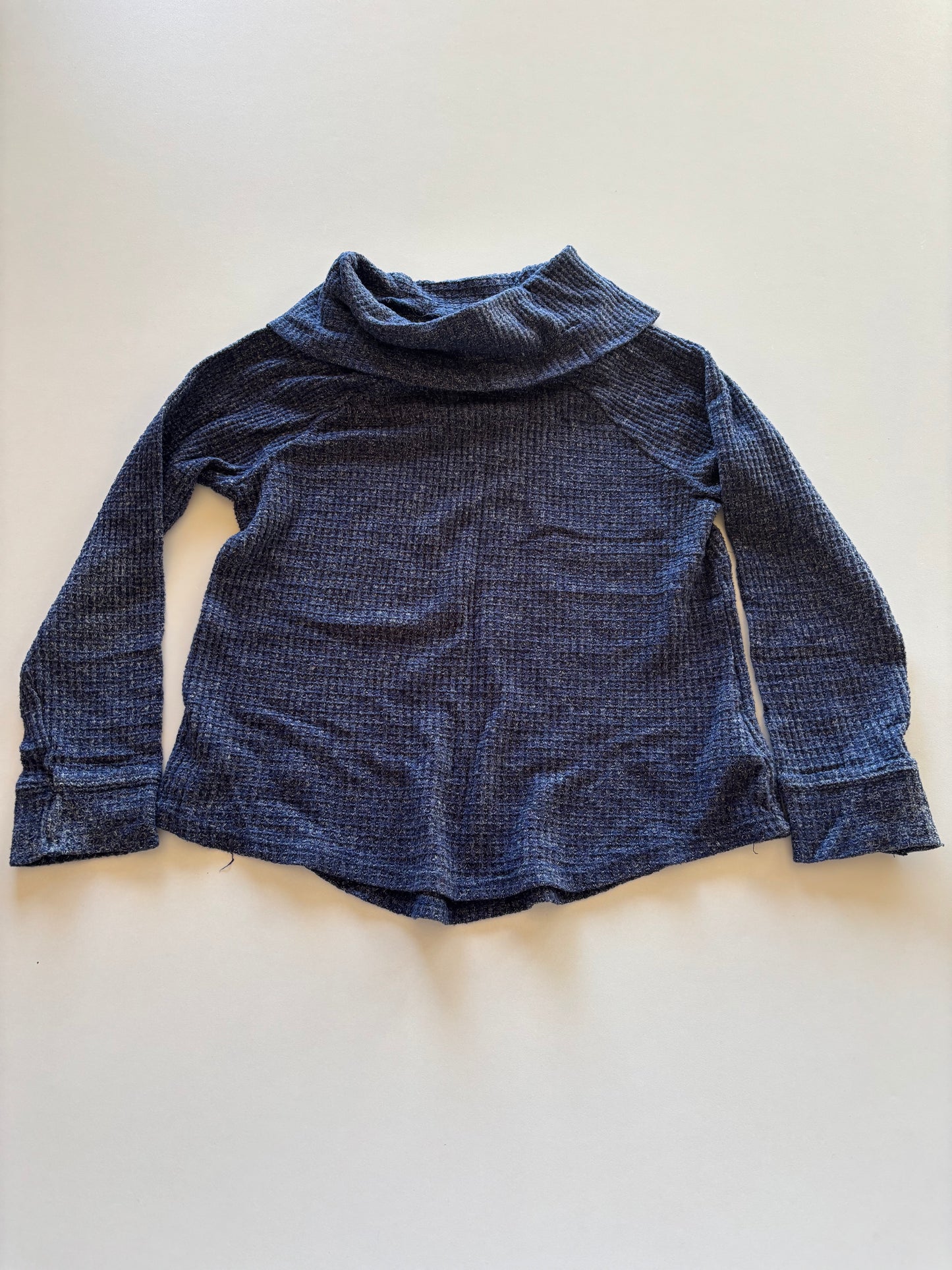 Navy Textured Cowl Neck Shirt