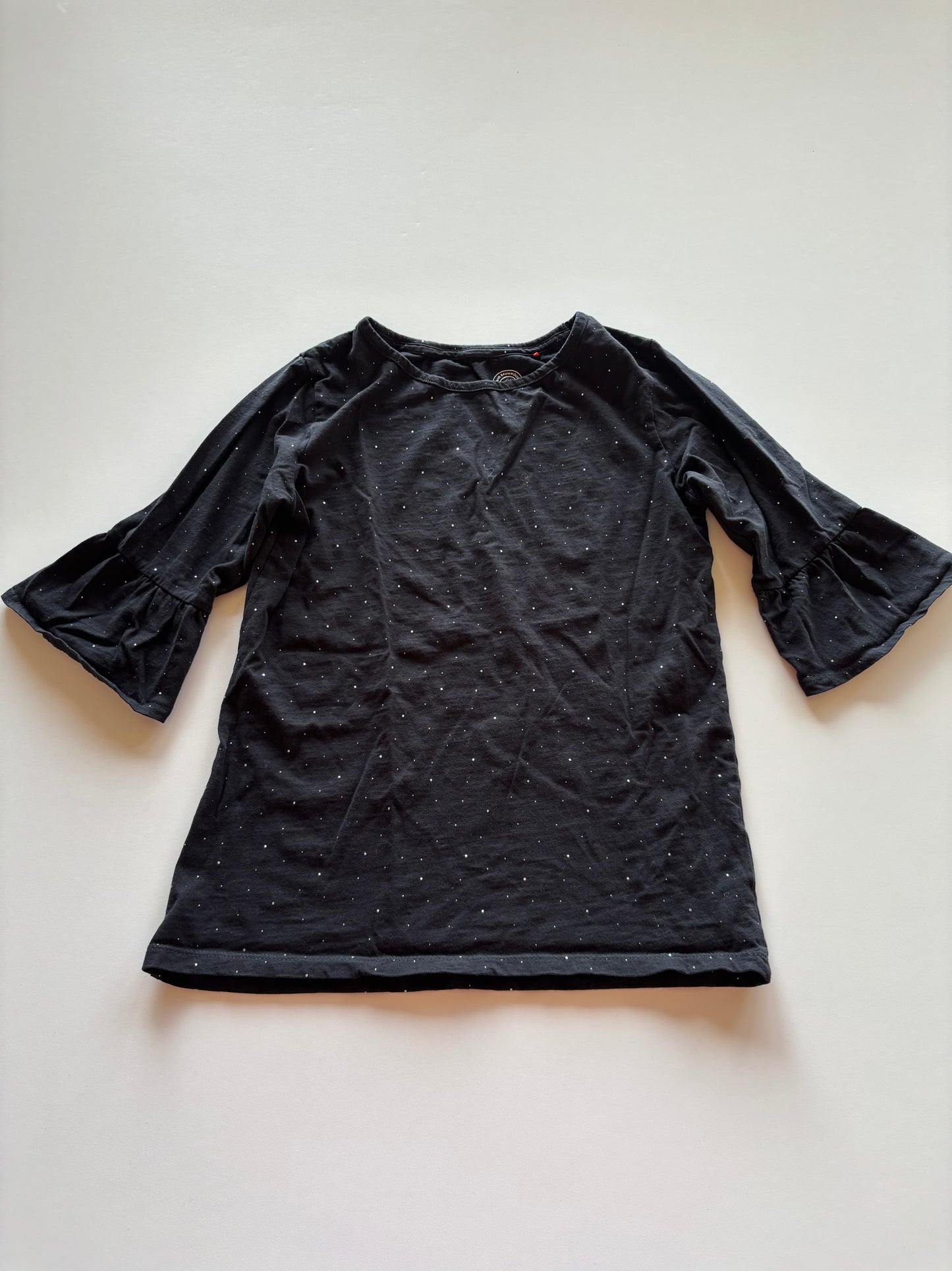 Black Polka Dot Bell Sleeve Shirt