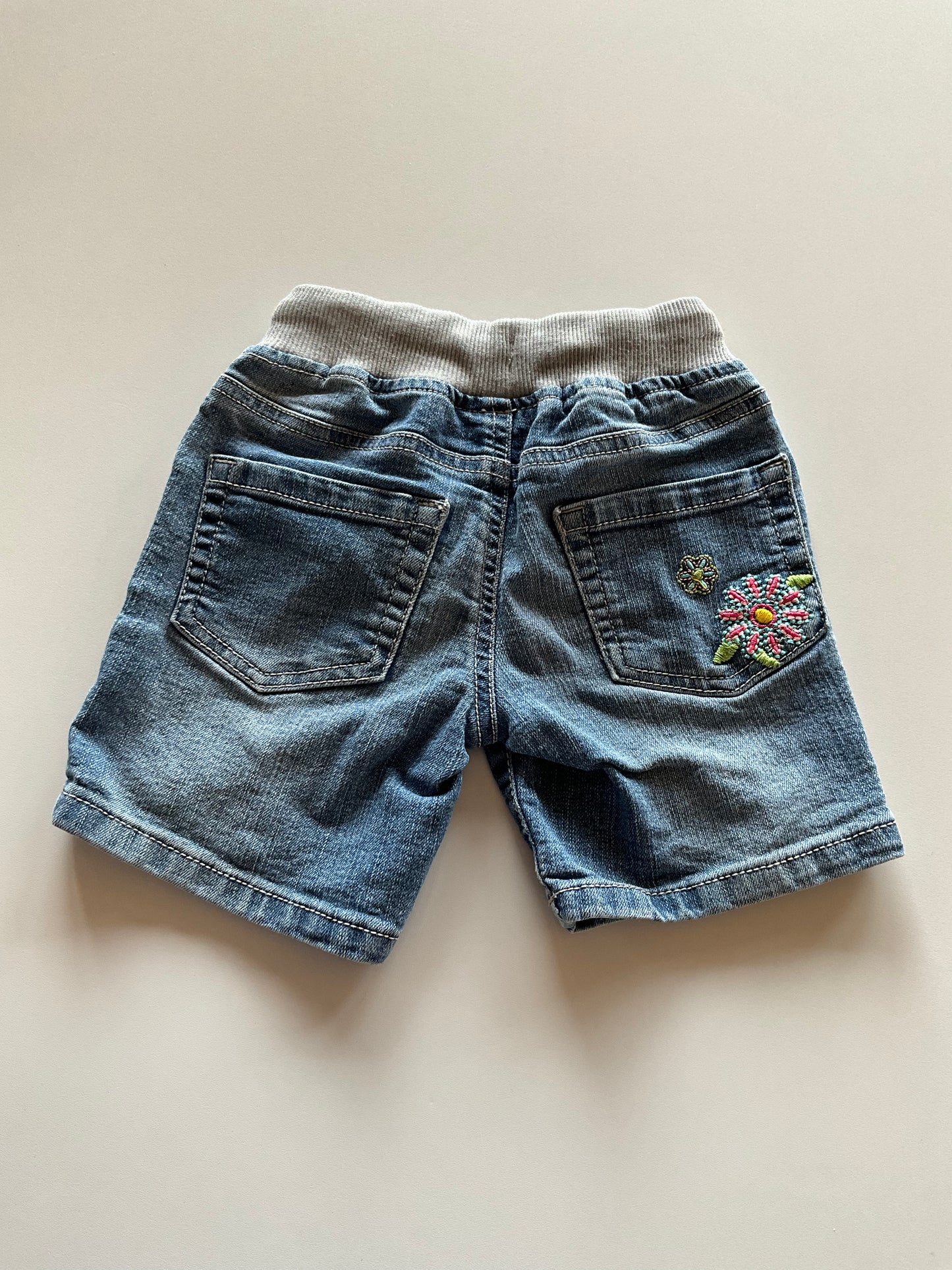 Elastic Waist Denim Shorts
